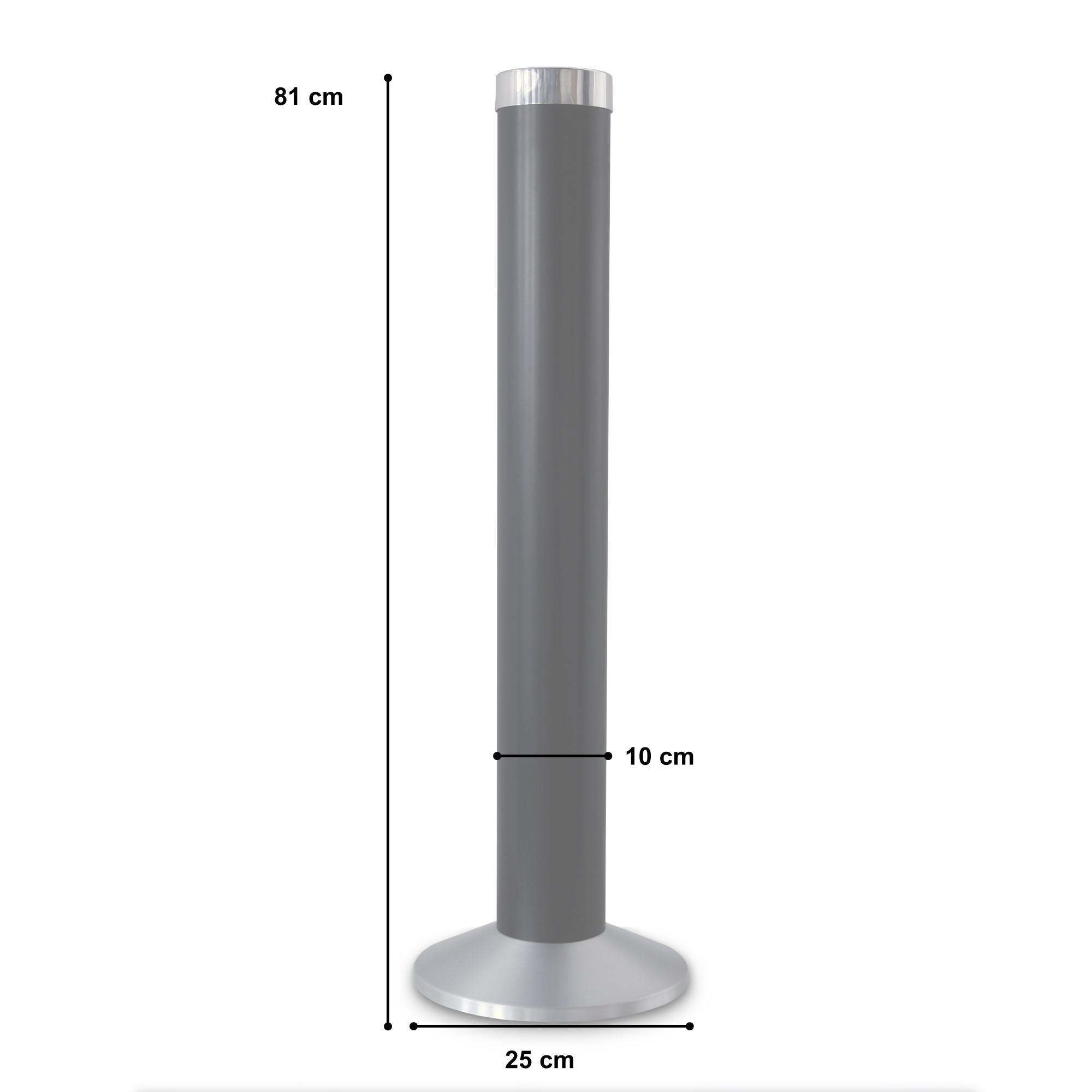 Aschenbecher Säule 81x25cm ALU schwarz SZAGATO Made in Germany Aschenbecher groß Stand-Aschenbecher außen großer Aschenbecher stehend für draußen