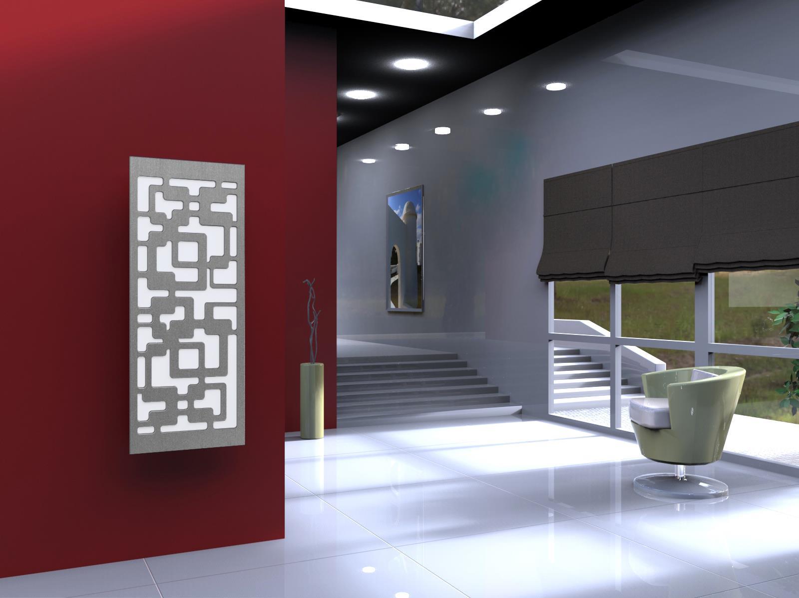 BADHEIZKÖRPER Design Downtown 2 120x47cm 799 Watt Edelstahl matt SZAGATO Designheizkörper Handtuchheizkörper mit Mittelanschluss Handtuchwärmer