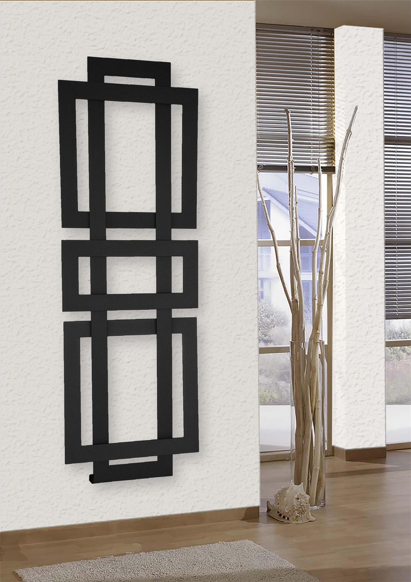 BADHEIZKÖRPER Design ART II (breite Version) 180x60cm 1019Watt schwarz SZAGATO Designheizkörper Handtuchheizkörper mit Mittelanschluss Handtuchwärmer