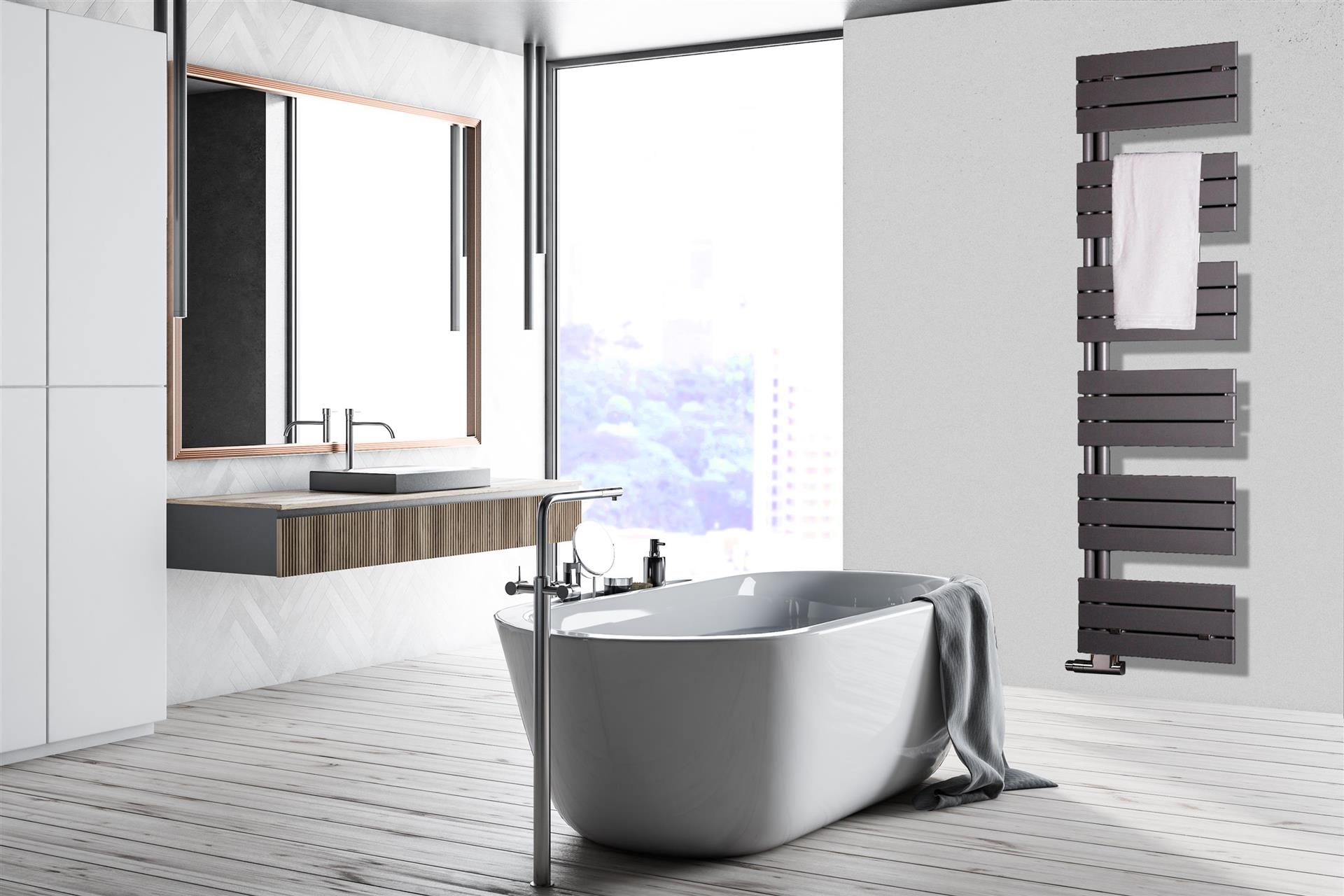 BADHEIZKÖRPER Design Chicago 3 175x50cm 740 Watt anthrzit - moonstone SZAGATO Designheizkörper Handtuchheizkörper mit Mittelanschluss Handtuchwärmer