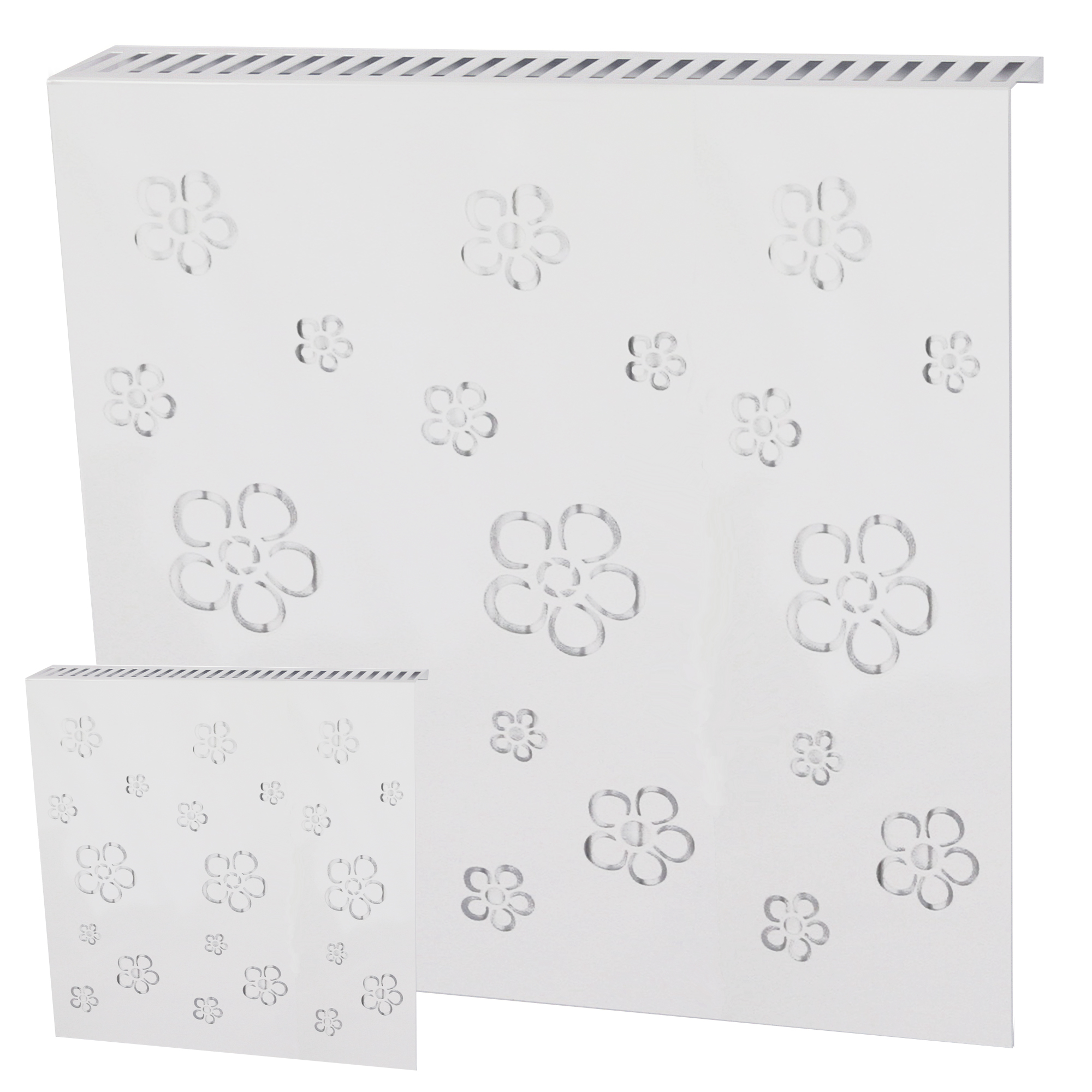 Heizkörperverkleidung 60 x 60cm Design Flower Frame weiß (SET=2 Stück) SZAGATO Heizungsverkleidung Verkleidung Heizkörper Abdeckung für Heizkörper