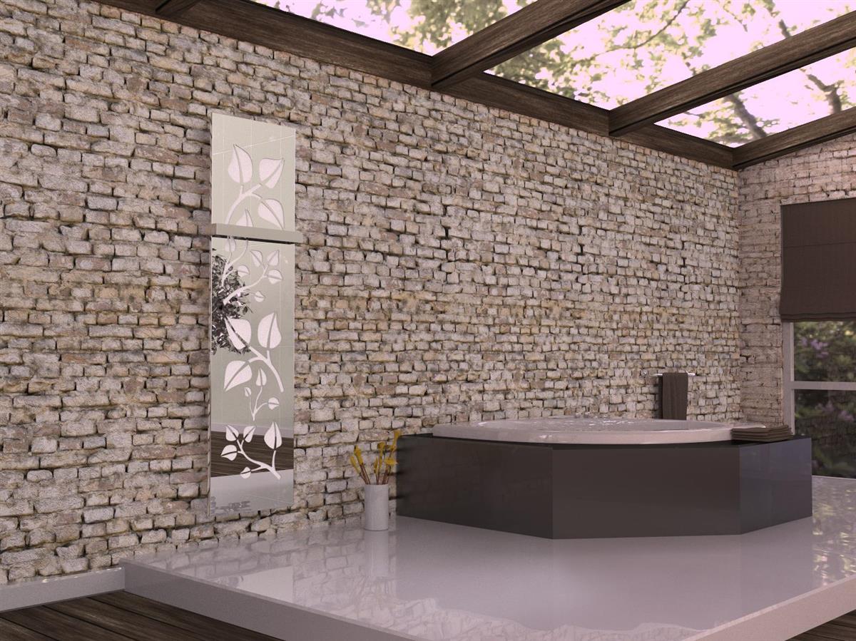 BADHEIZKÖRPER Design Leaves 3 180x47cm 1118 Watt Edelstahl Hochglanz (+1 Halter 50mm) SZAGATO Designheizkörper mit Mittelanschluss Handtuchwärmer