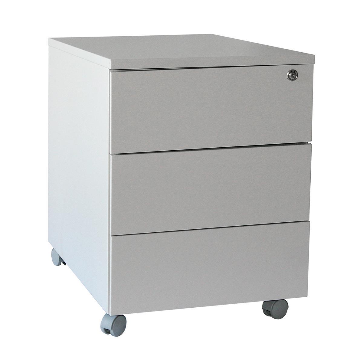 Rollcontainer Stahl Eco 3 Schubladen 53x40x59cm lichtgrau SZAGATO Bürocontainer Schreibtisch UnterschrankRollcontainers Rollcontainer Büro