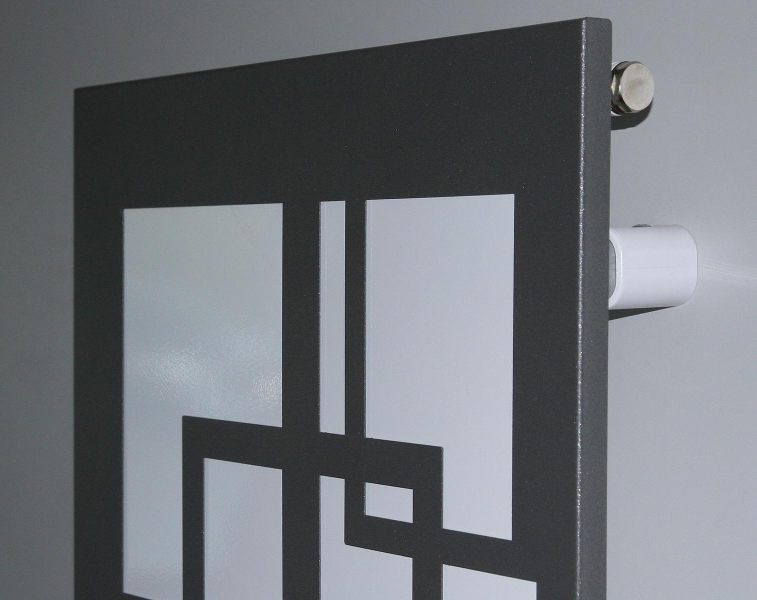 BADHEIZKÖRPER Design Quadrat 3 180x47cm 1118 Watt anthrazit - moonstone (+1 Halter 15mm) SZAGATO Designheizkörper mit Mittelanschluss Handtuchwärmer