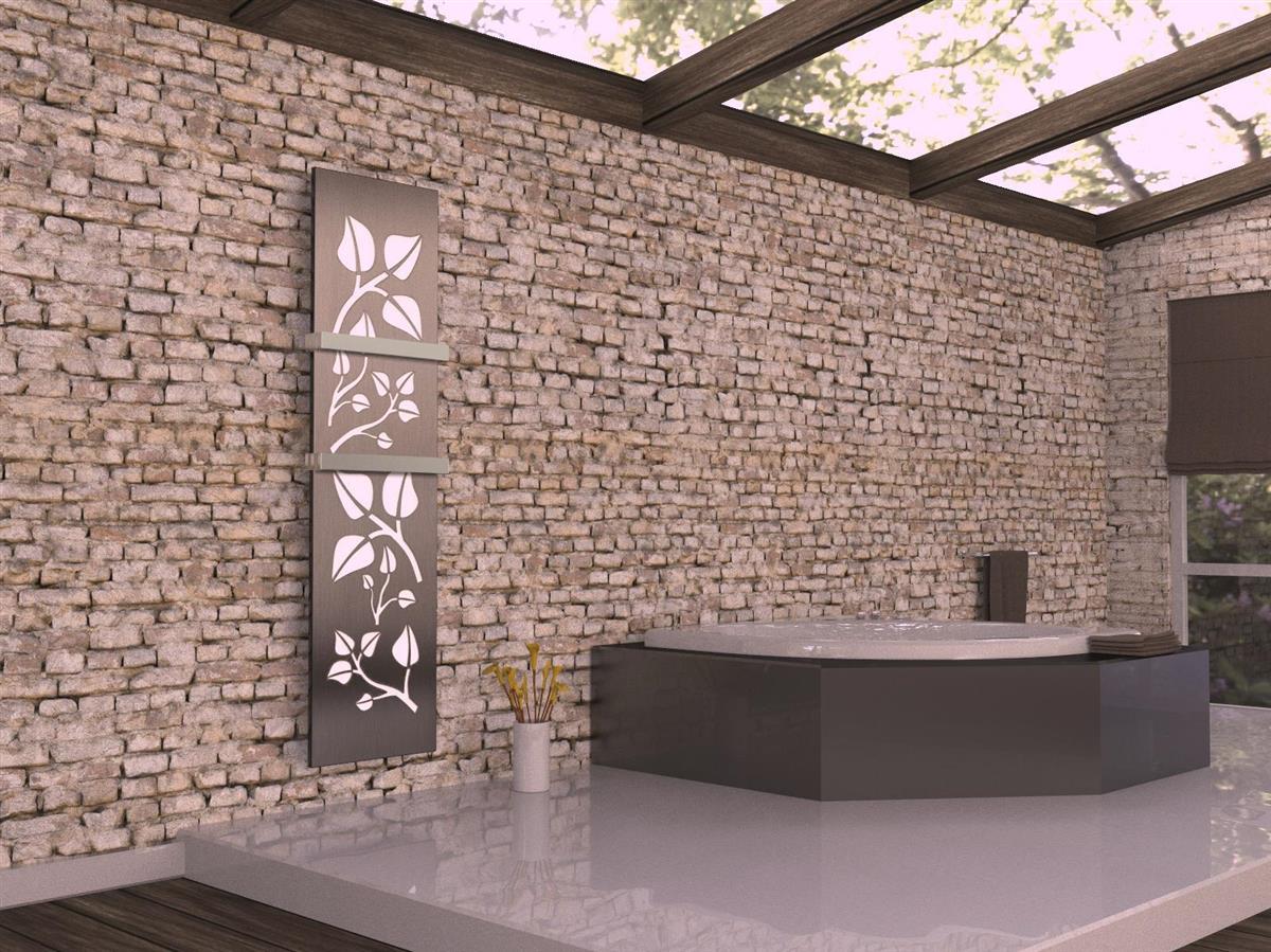 BADHEIZKÖRPER Design Leaves 3 180x47cm 1118 Watt Edelstahl Hochglanz (+1 Halter glänzend 50mm SZAGATO Designheizkörper Mittelanschluss Handtuchwärmer