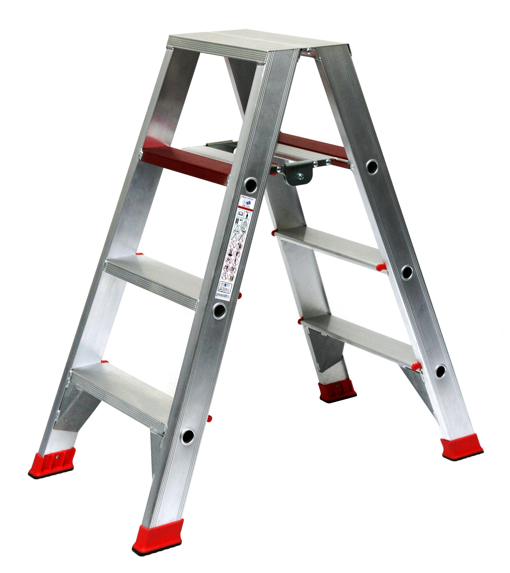 Stehleiter 2x4 Stufen Profi Länge 113cm 113x54x23cm Alu SZAGATO Stufenleiter Standleiter Haushaltsleiter Bockleiter Doppelstufenleiter Malerleiter