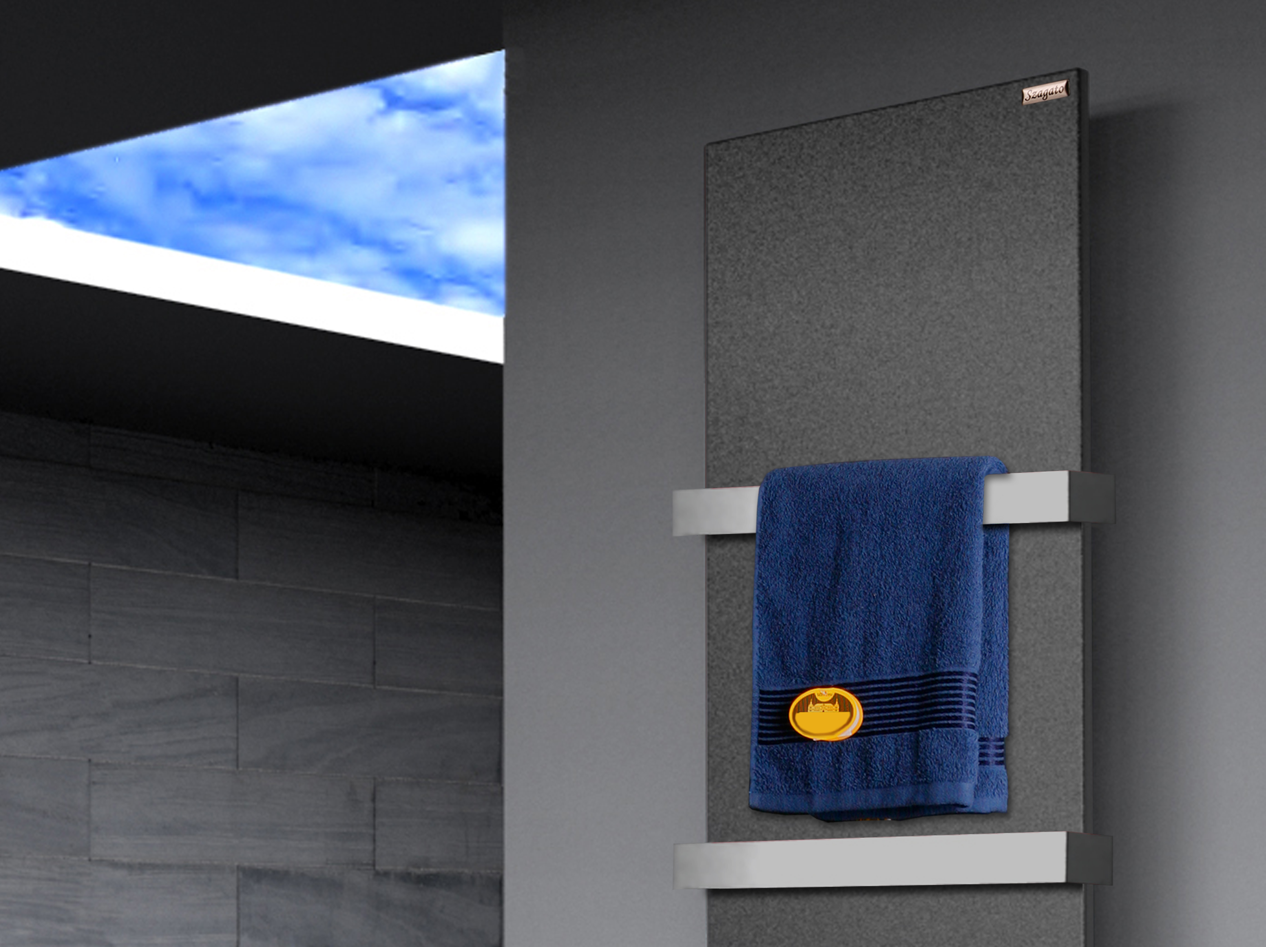 BADHEIZKÖRPER Design Mirror Steel 3 180x47cm 1118 Watt anthrazit - moonstone (+2 Halter 50mm) SZAGATO Designheizkörper Mittelanschluss Handtuchwärmer