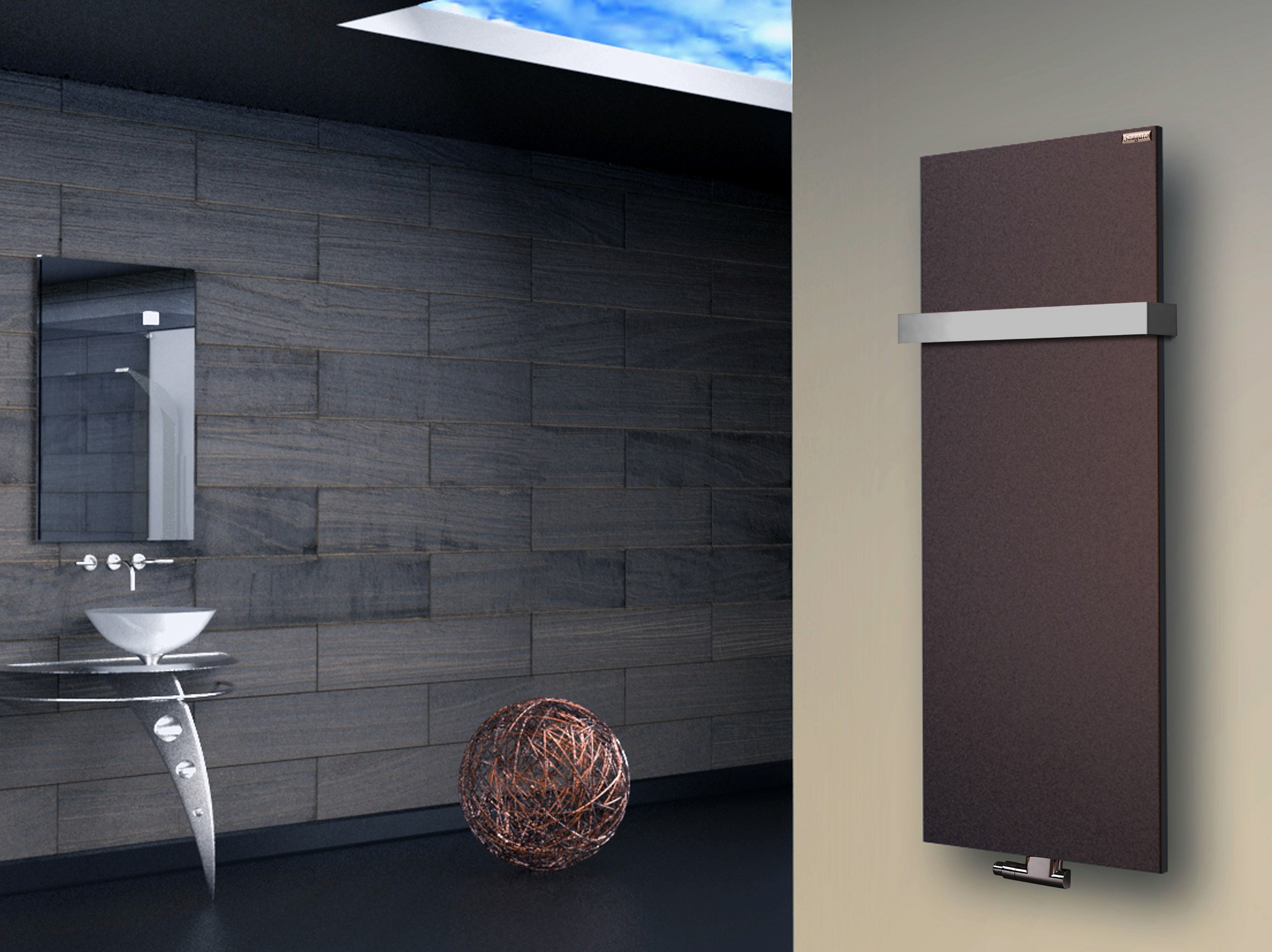 BADHEIZKÖRPER Design Mirror Steel 2 120x47cm 799 Watt braun (+1 Halter 50mm) SZAGATO Designheizkörper Handtuchheizkörper mit Mittelanschluss