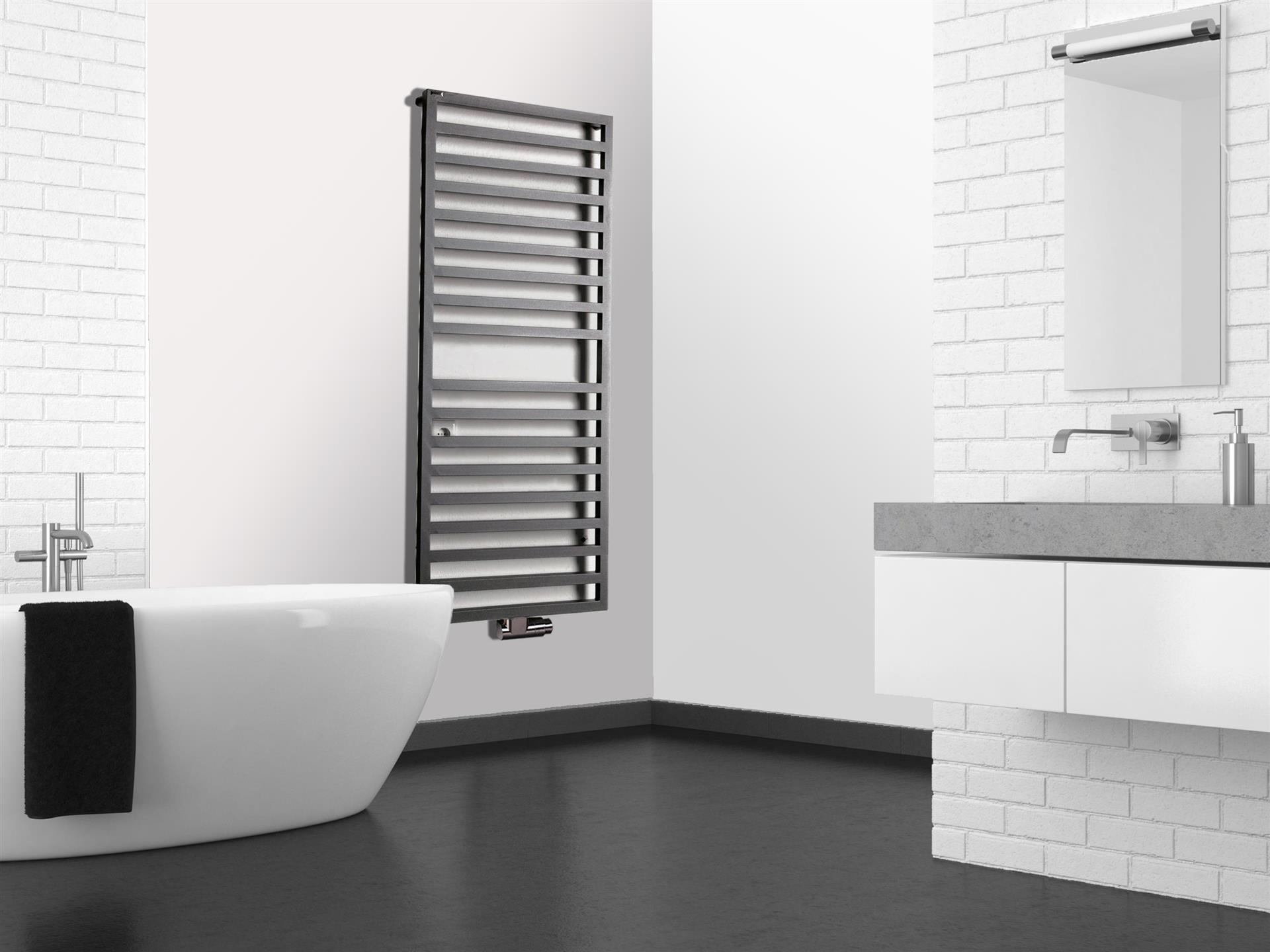 BADHEIZKÖRPER Design Square 2 147x60cm 810 Watt anthrazit moonstone SZAGATO Designheizkörper Handtuchheizkörper mit Mittelanschluss Handtuchwärmer