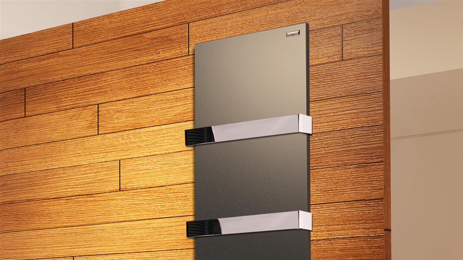 BADHEIZKÖRPER Design Mirror Steel 3 180x47cm 1118 Watt anthrazit - moonstone (+2 Halter glänzend 50mm) SZAGATO Handtuchheizkörper Mittelanschluss