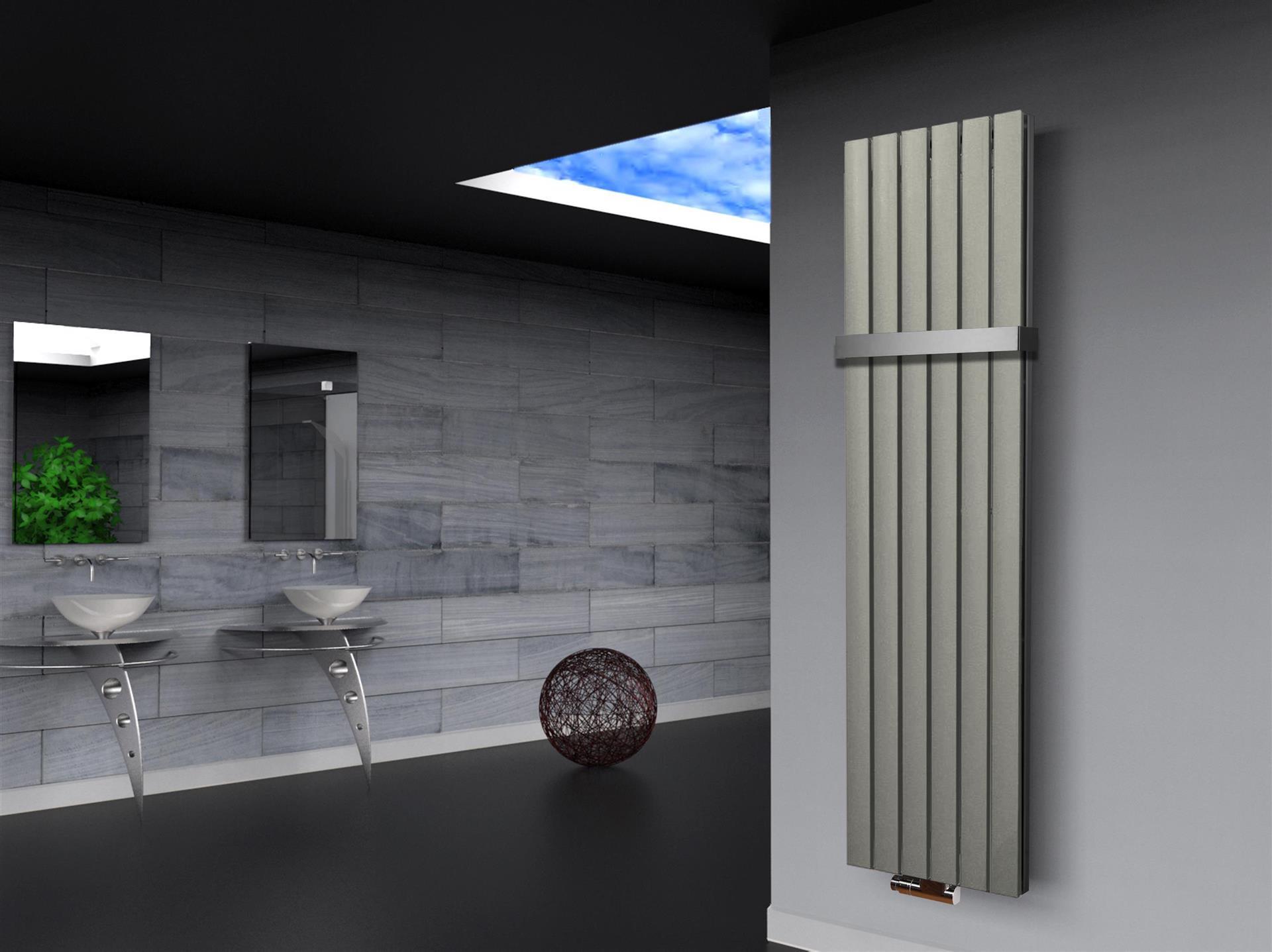 BADHEIZKÖRPER Design Peking 6 180x47cm 1964 Watt Edelstahloptik (+1 Halter 50mm) SZAGATO Handtuchheizkörper mit Mittelanschluss Handtuchwärmer