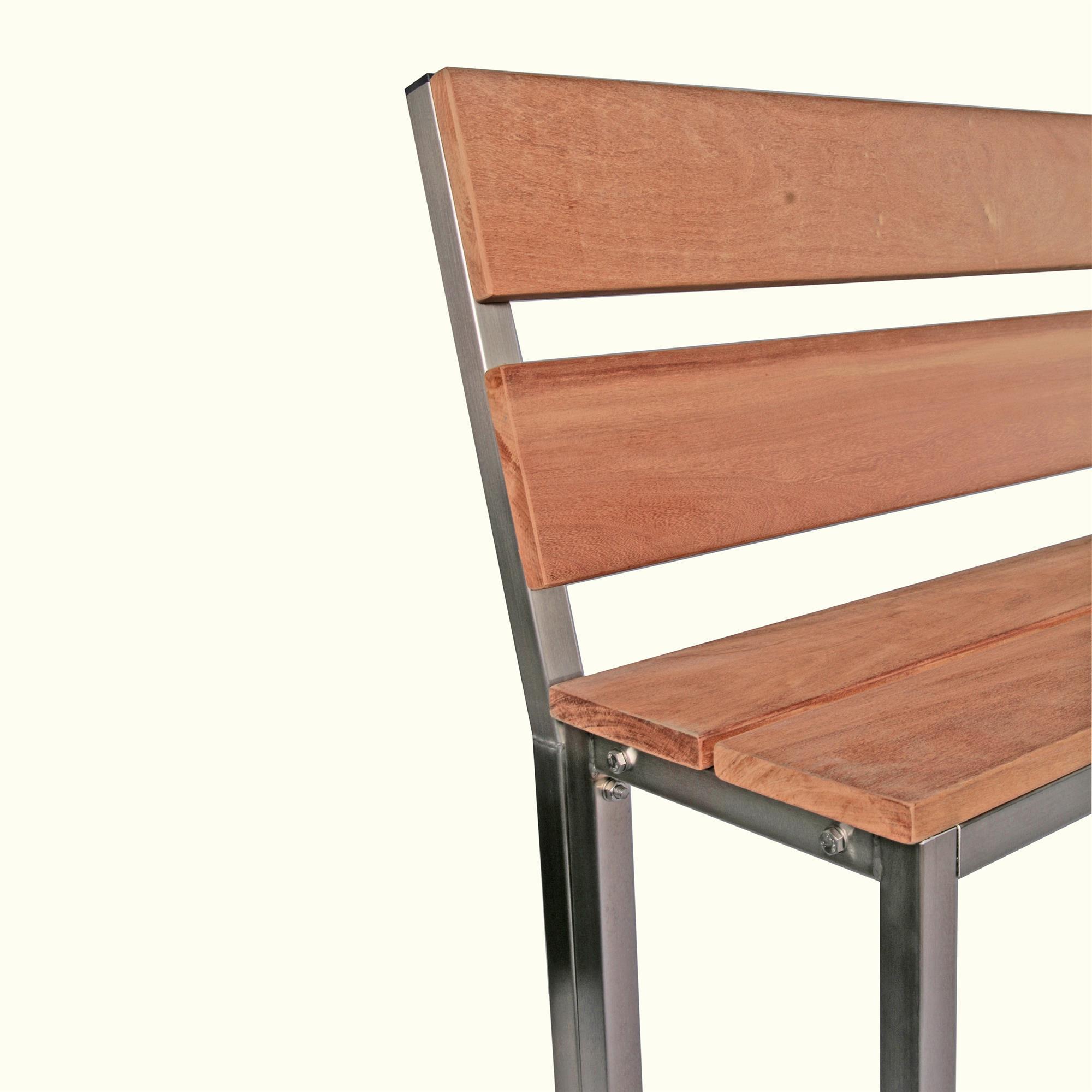 Gartenbank Parkbank mit Rücklehne Edelstahl BxTxH 150x30x40cm SZAGATO Made in Germany Sitzbank Metall Umkleidebank Parkbank wetterfest Parkbänke