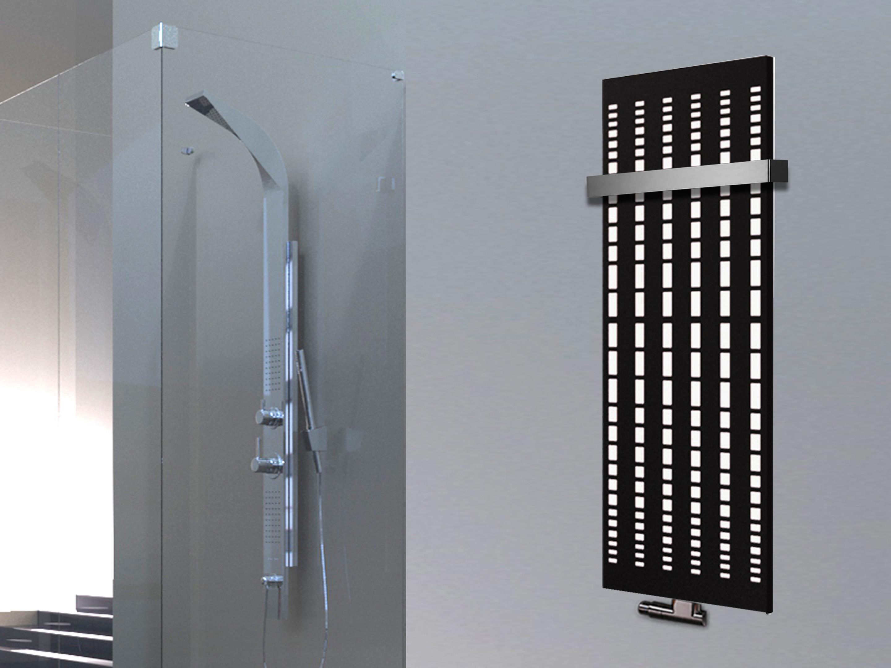 BADHEIZKÖRPER Design broken Mirror 2 120x47cm 799 Watt schwarz (+1 Halter 50mm) SZAGATO Designheizkörper Handtuchheizkörper mit Mittelanschluss