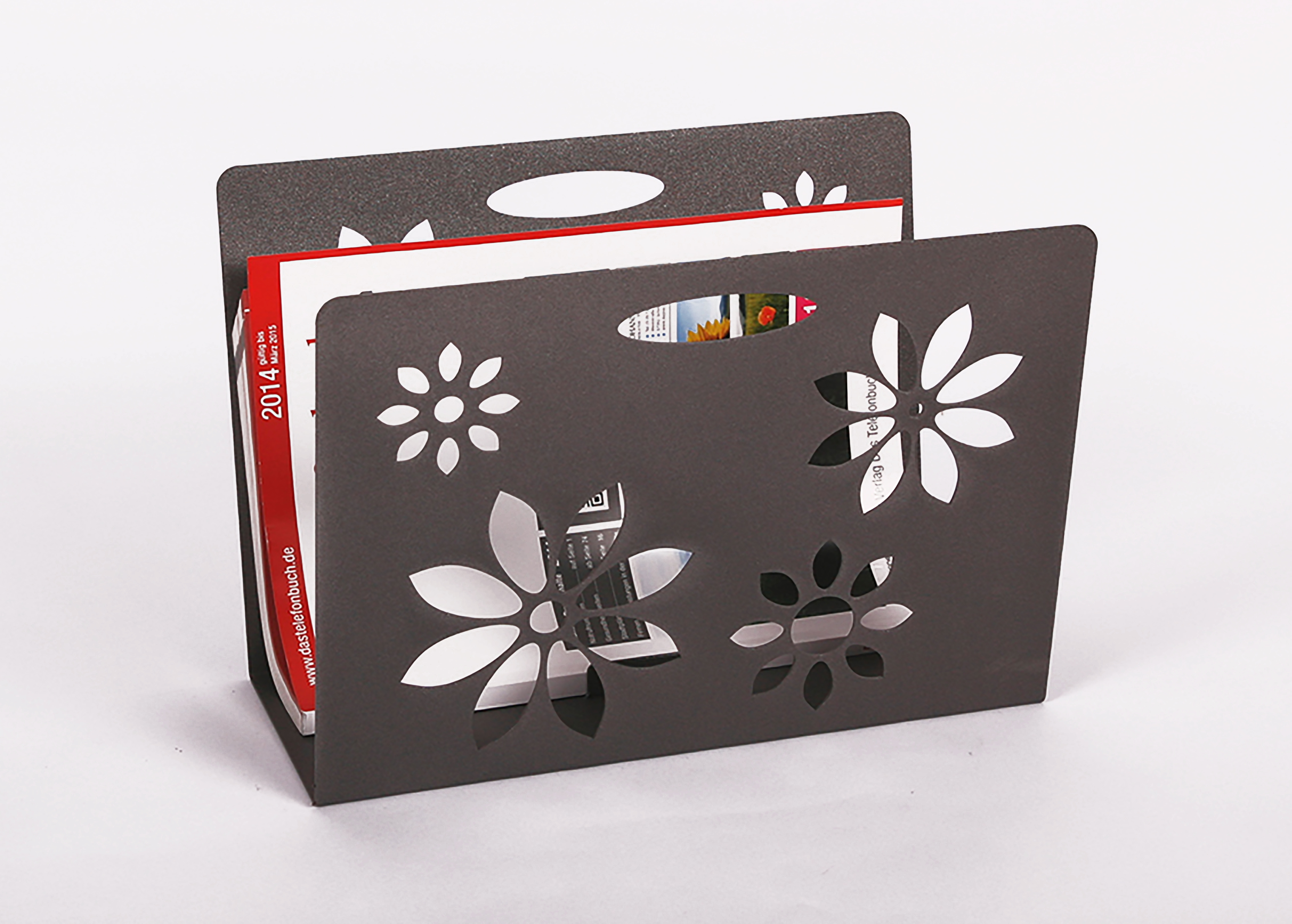 Zeitungsständer Flower 23x32x12cm grau SZAGATO Made in Germany  Zeitschriftenständer Metall Zeitschriftenhalter Zeitungshalter modern