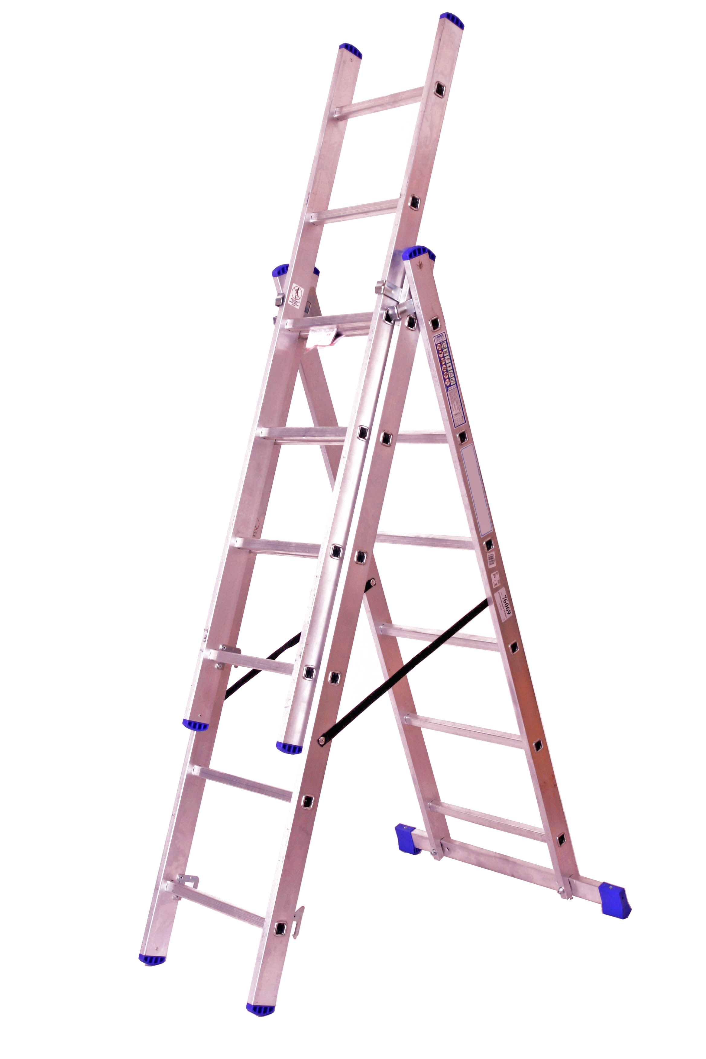 Stehleiter 3x6 Stufen Länge 3,2m  166x41cm ALU SZAGATO Stufenleiter Stehleiter ausziehbar Mehrzweckleiter Standleiter Schiebeleiter 3x6 Stehleiter