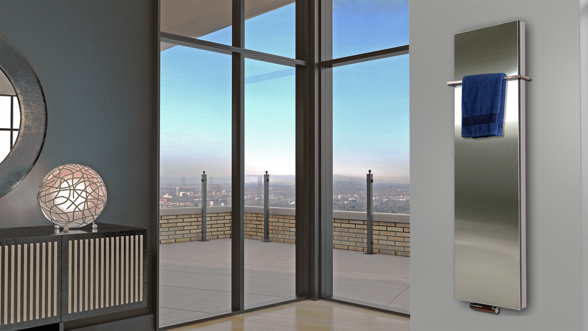 BADHEIZKÖRPER Design Mirror 6 180x47cm 1964 Watt Edelstahl matt (+1 Halter 15mm) SZAGATO Designheizkörper Handtuchheizkörper mit Mittelanschluss