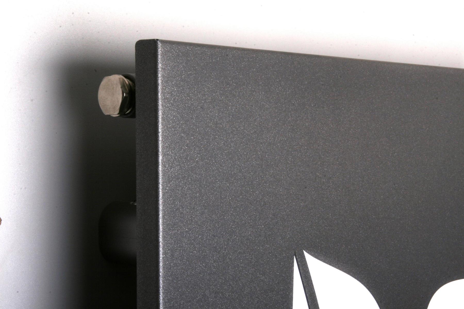 BADHEIZKÖRPER Design Leaves 2 120x47cm 799 Watt anthrazit - moonstone (+1 Halter 15mm) SZAGATO Handtuchheizkörper mit Mittelanschluss Handtuchwärmer