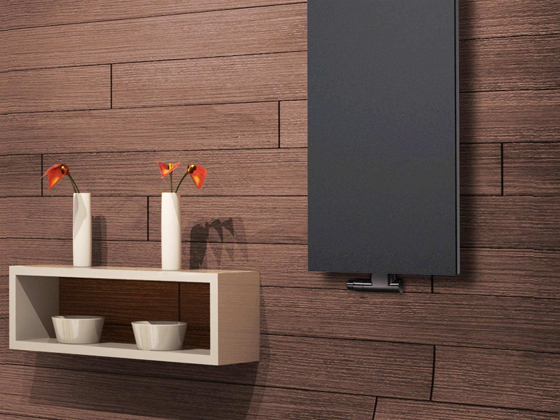 BADHEIZKÖRPER Design Mirror Steel 2 120x47cm 799 Watt anthrazit (+1 Halter 15mm) SZAGATO Handtuchheizkörper mit Mittelanschluss Handtuchwärmer