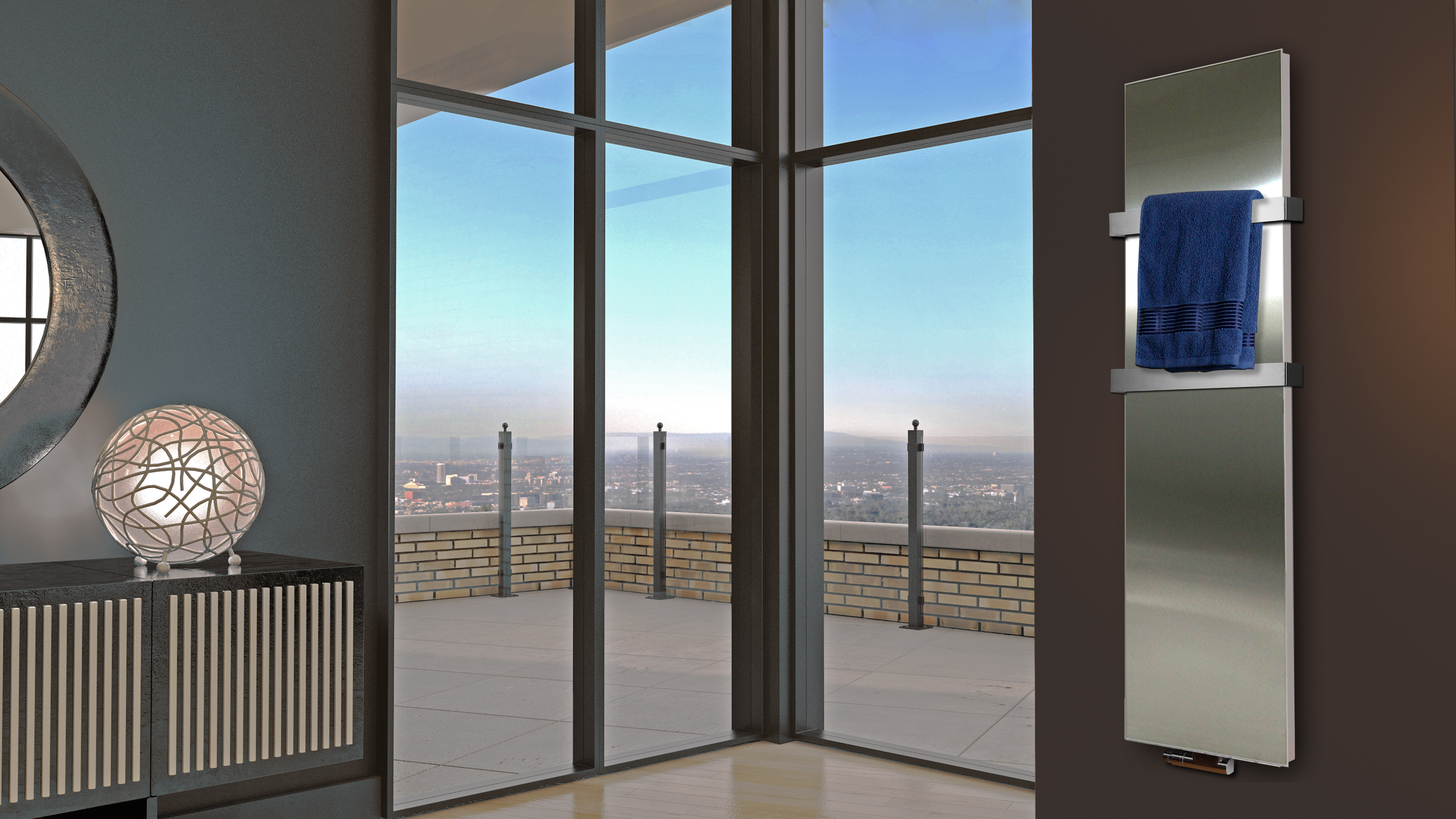 BADHEIZKOERPER Design Mirror 3 180x47cm 1118 Watt Edelstahl matt (+2 Halter 50mm) SZAGATO Designheizkörper Handtuchheizkörper mit Mittelanschluss