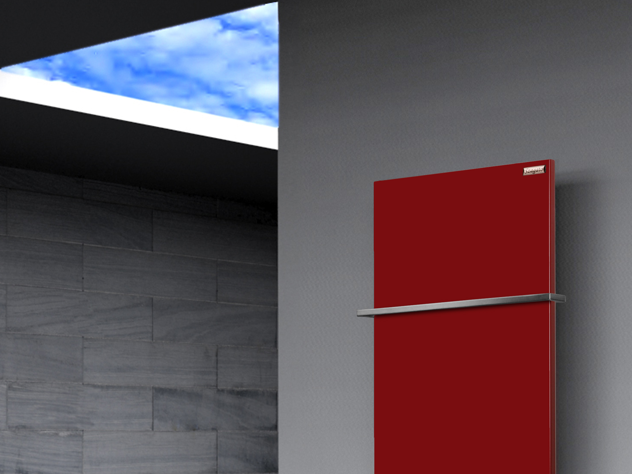 BADHEIZKÖRPER Design Mirror Steel 2 120x47cm 799 Watt rot (+1 Halter 15mm) SZAGATO Designheizkörper Handtuchheizkörper Mittelanschluss Handtuchwärmer