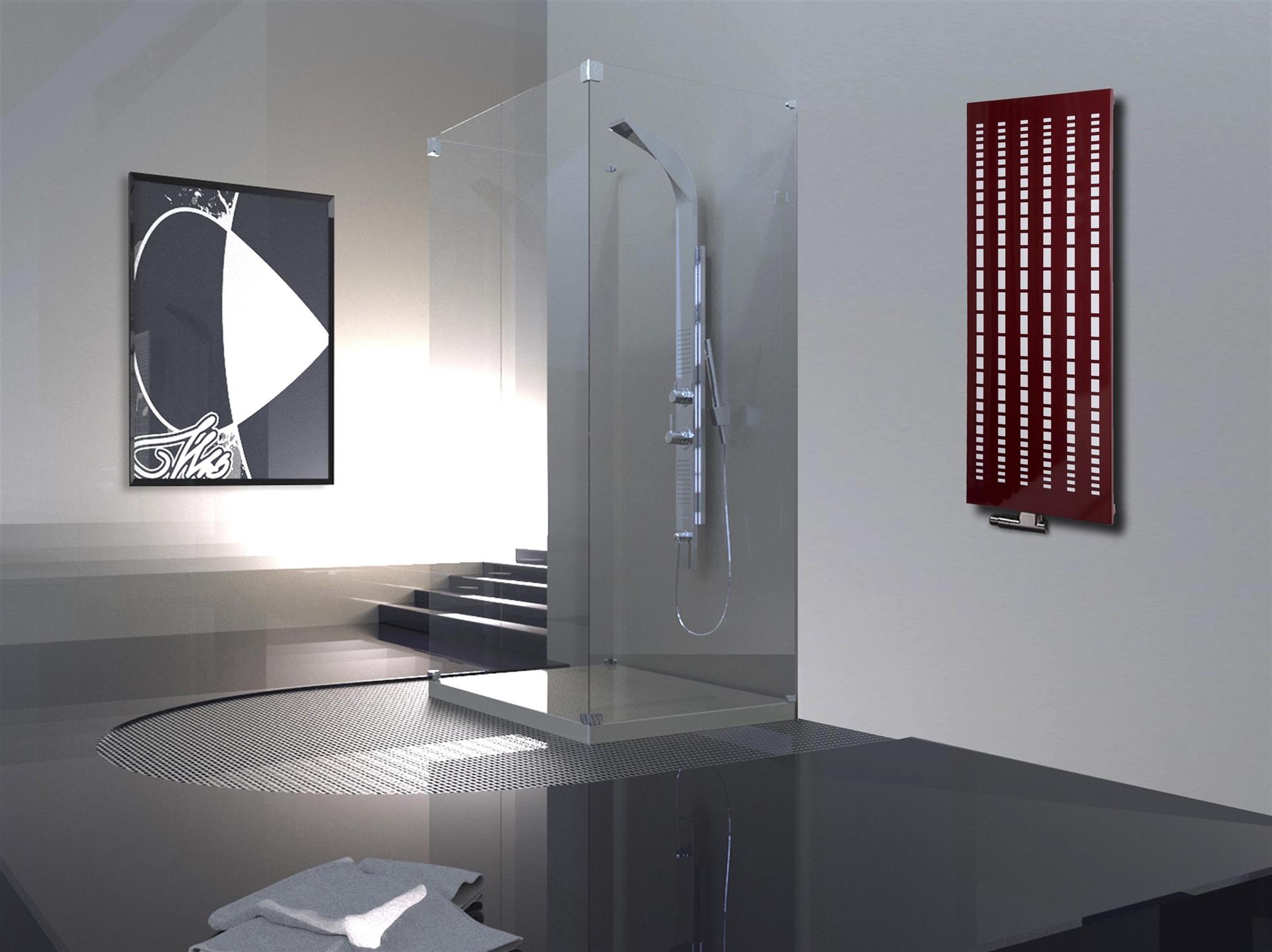 BADHEIZKÖRPER Design broken Mirror 2 120x47cm 799 Watt rot SZAGATO Designheizkörper Handtuchheizkörper mit Mittelanschluss Handtuchwärmer