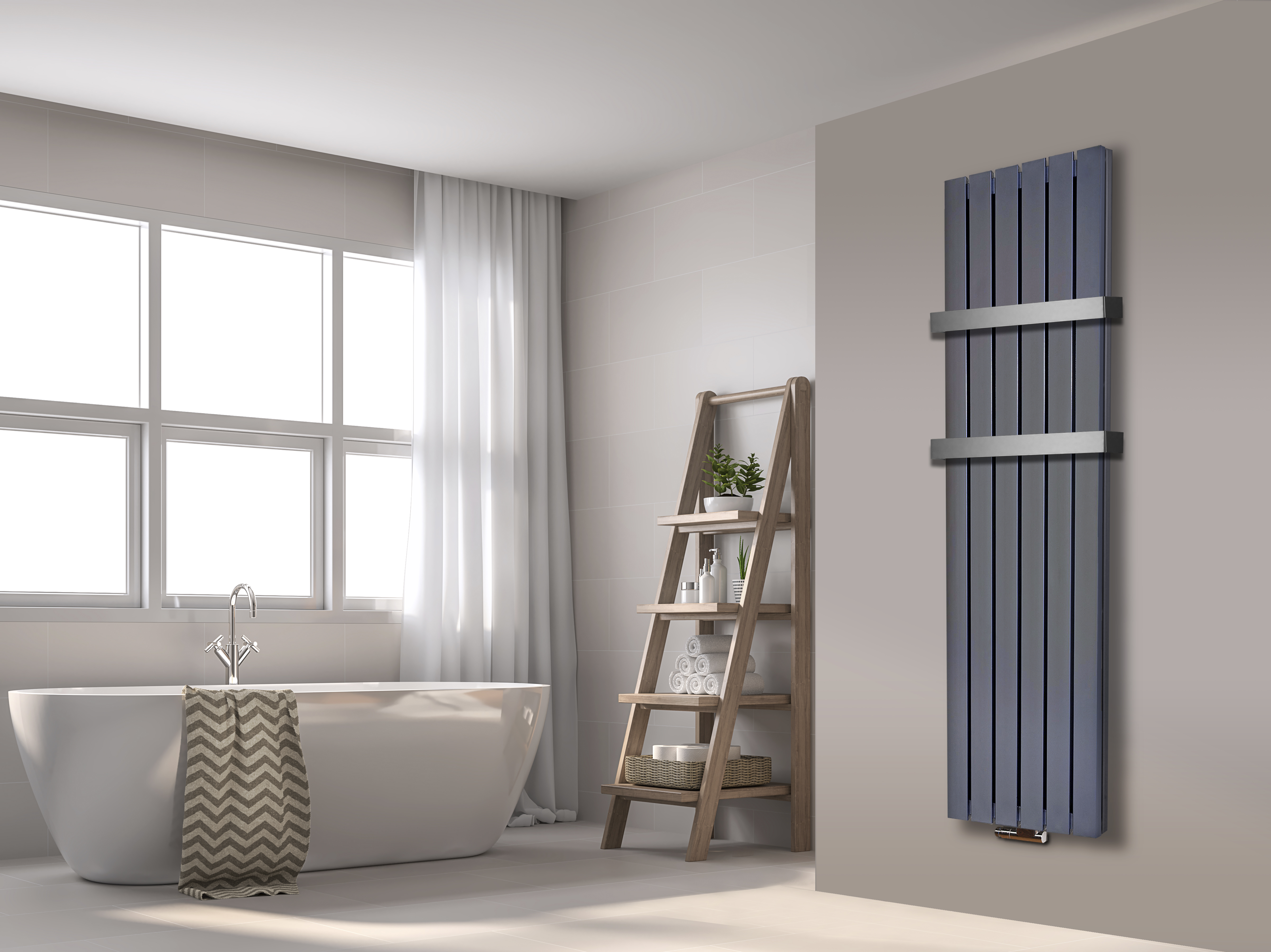 BADHEIZKÖRPER Design Peking 6 180x47cm 1964 Watt Edelstahloptik (+2 Halter 50mm) SZAGATO Handtuchheizkörper mit Mittelanschluss Handtuchwärmer