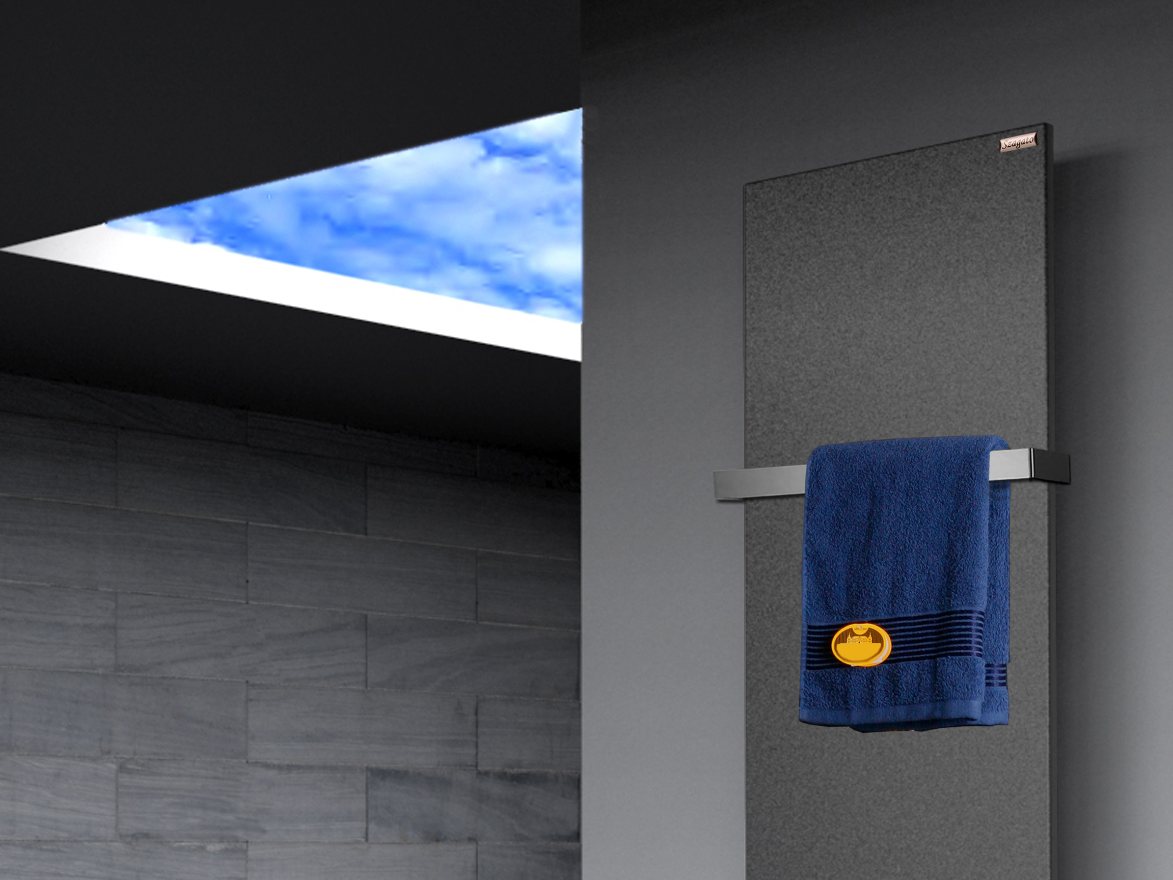 BADHEIZKÖRPER Design Mirror Steel 3 180x47cm 1118 Watt anthrazit - moonstone (+2 Halter 30mm) SZAGATO Designheizkörper Mittelanschluss Handtuchwärmer