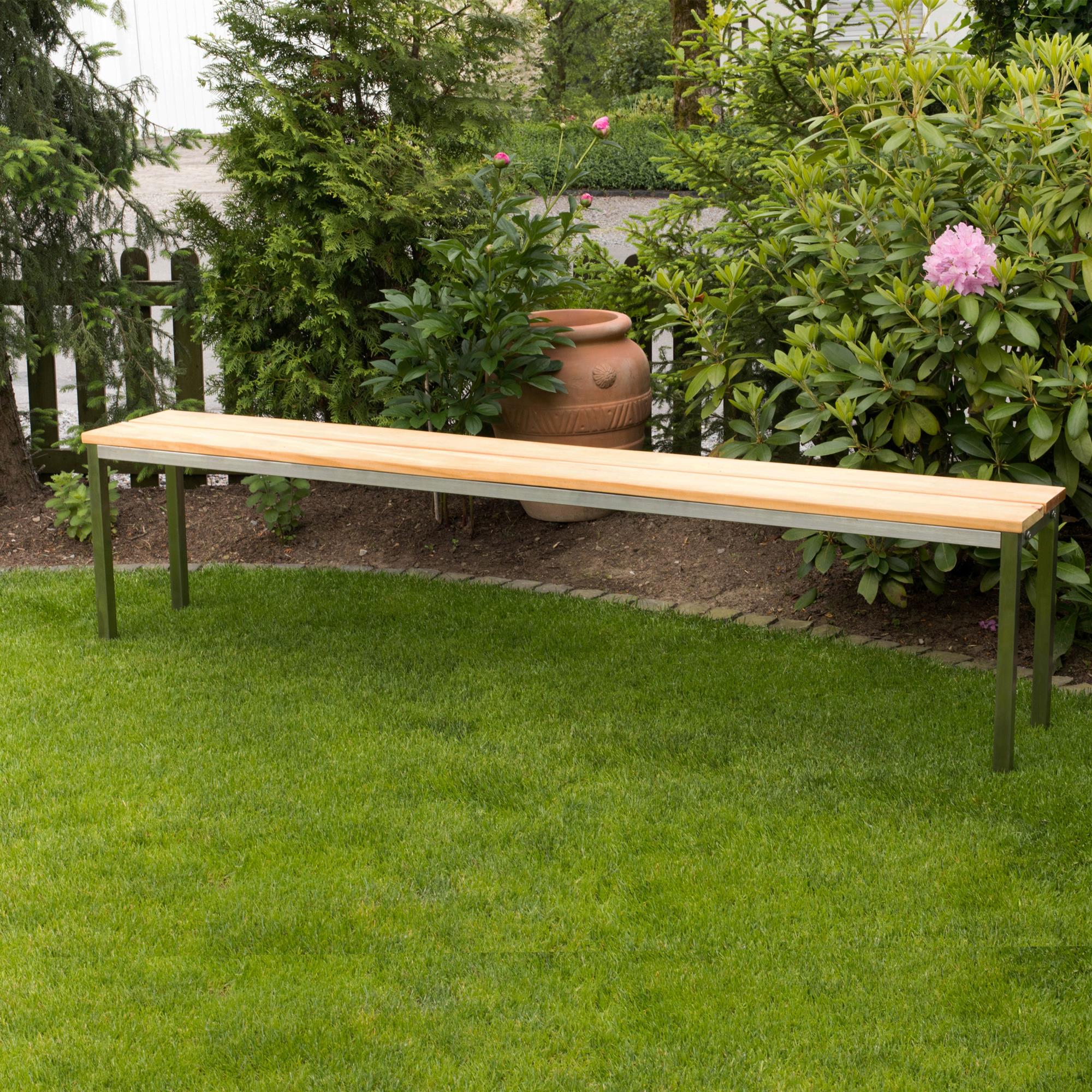 Parkbank, BxTxH: 200x30x40 cm, (U-Form) Edelstahl SZAGATO Made in Germany Sitzbank Metall Umkleidebank Parkbank wetterfest Parkbänke