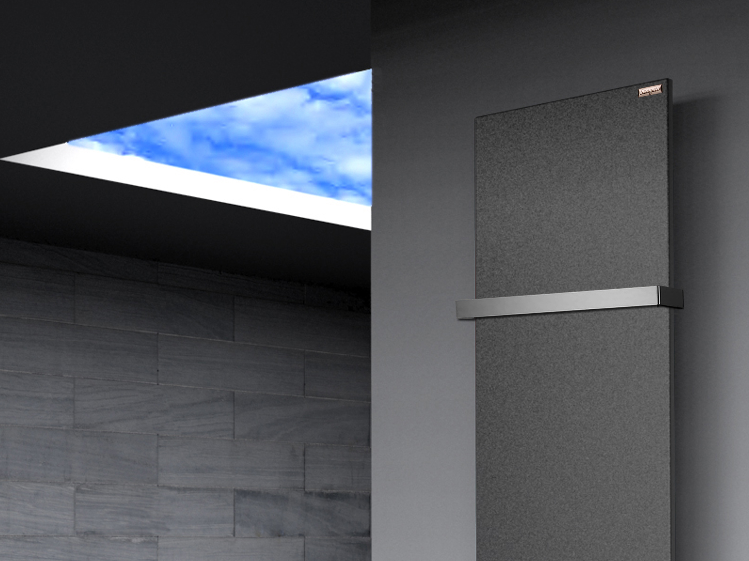 BADHEIZKÖRPER Design Mirror Steel 3 180x47cm 1118 Watt anthrazit - moonstone (+2 Halter 30mm) SZAGATO Designheizkörper Mittelanschluss Handtuchwärmer