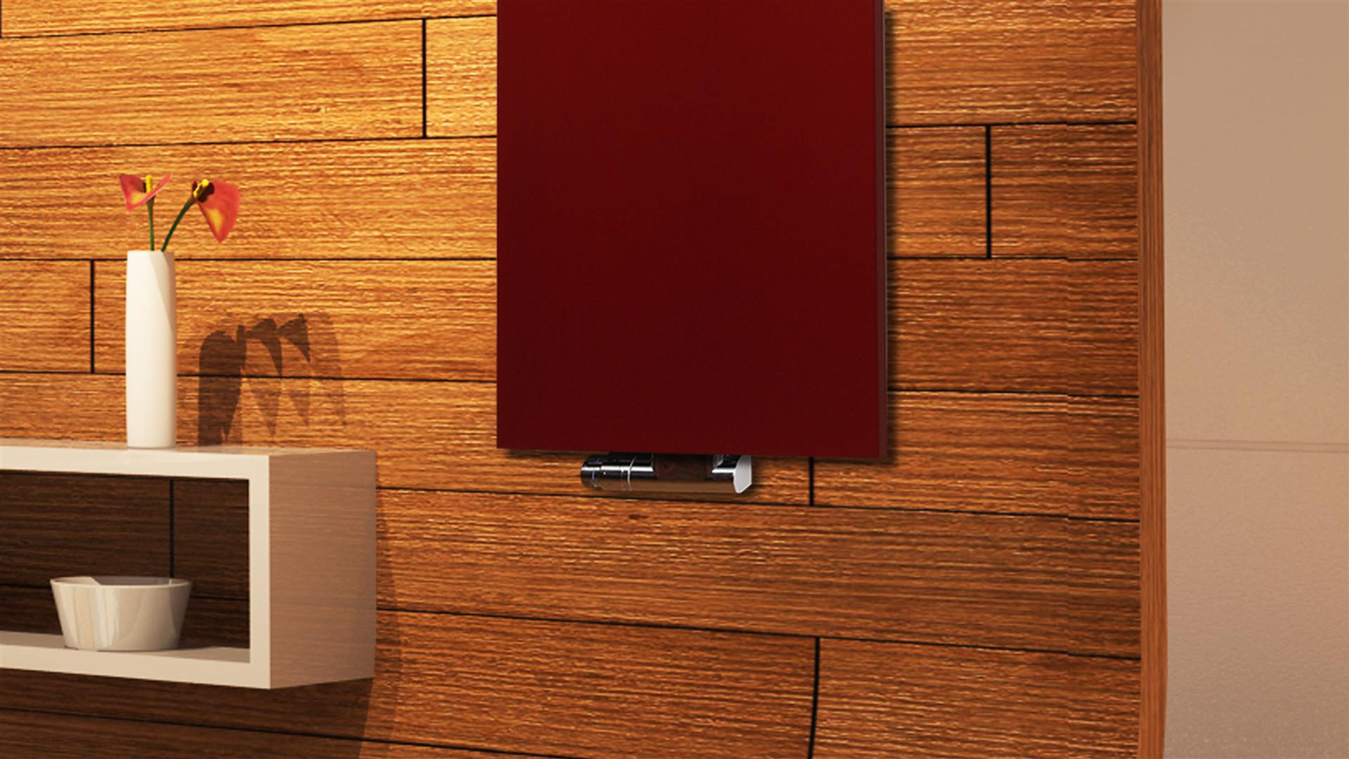 BADHEIZKÖRPER Design Mirror Steel 2 120x47cm 799 Watt rot (+1 Halter glänzend 50mm) SZAGATO Designheizkörper Handtuchheizkörper mit Mittelanschluss