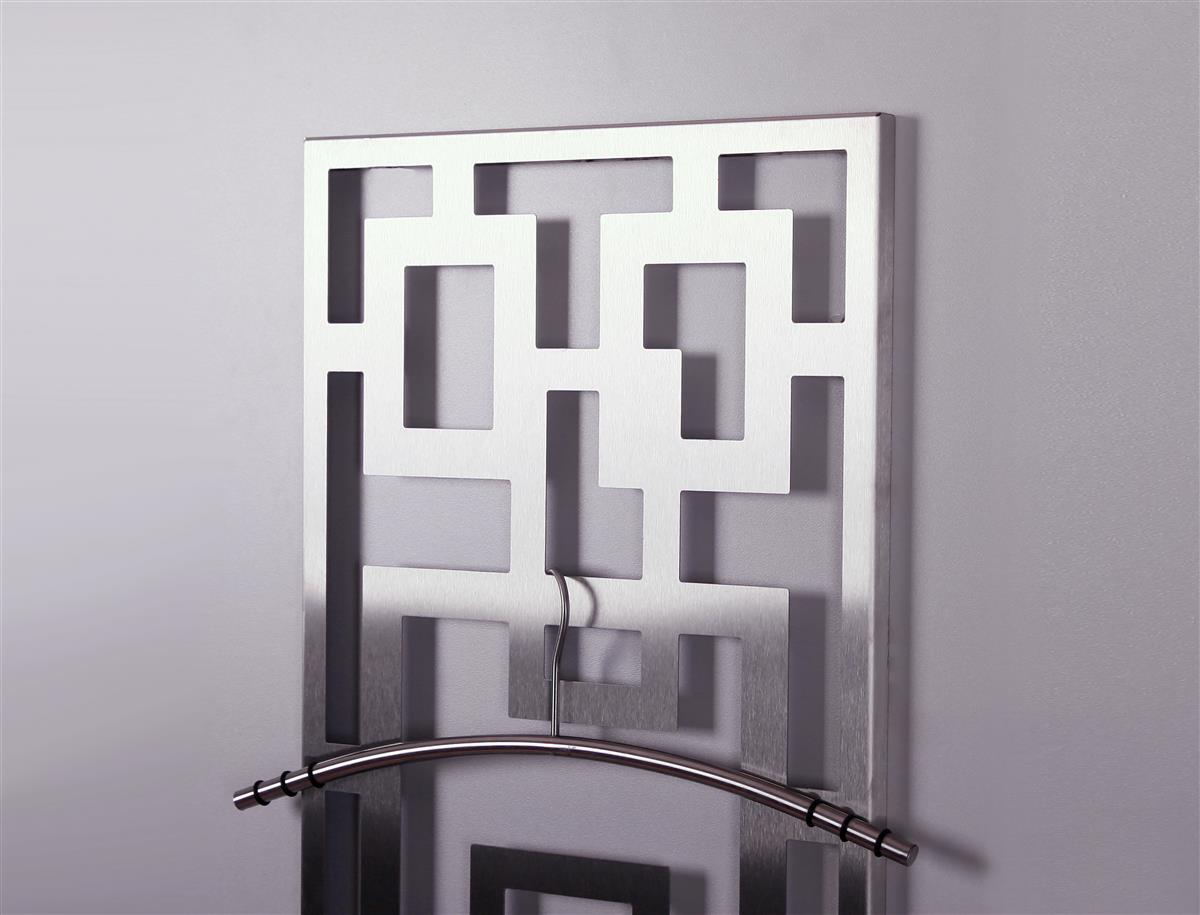 Garderobe Wandgarderobe Design Rechteck 140x40cm Edelstahl matt SZAGATO Garderobe Metall Garderobe Wand Garderobenpaneel Garderobenleiste Flur