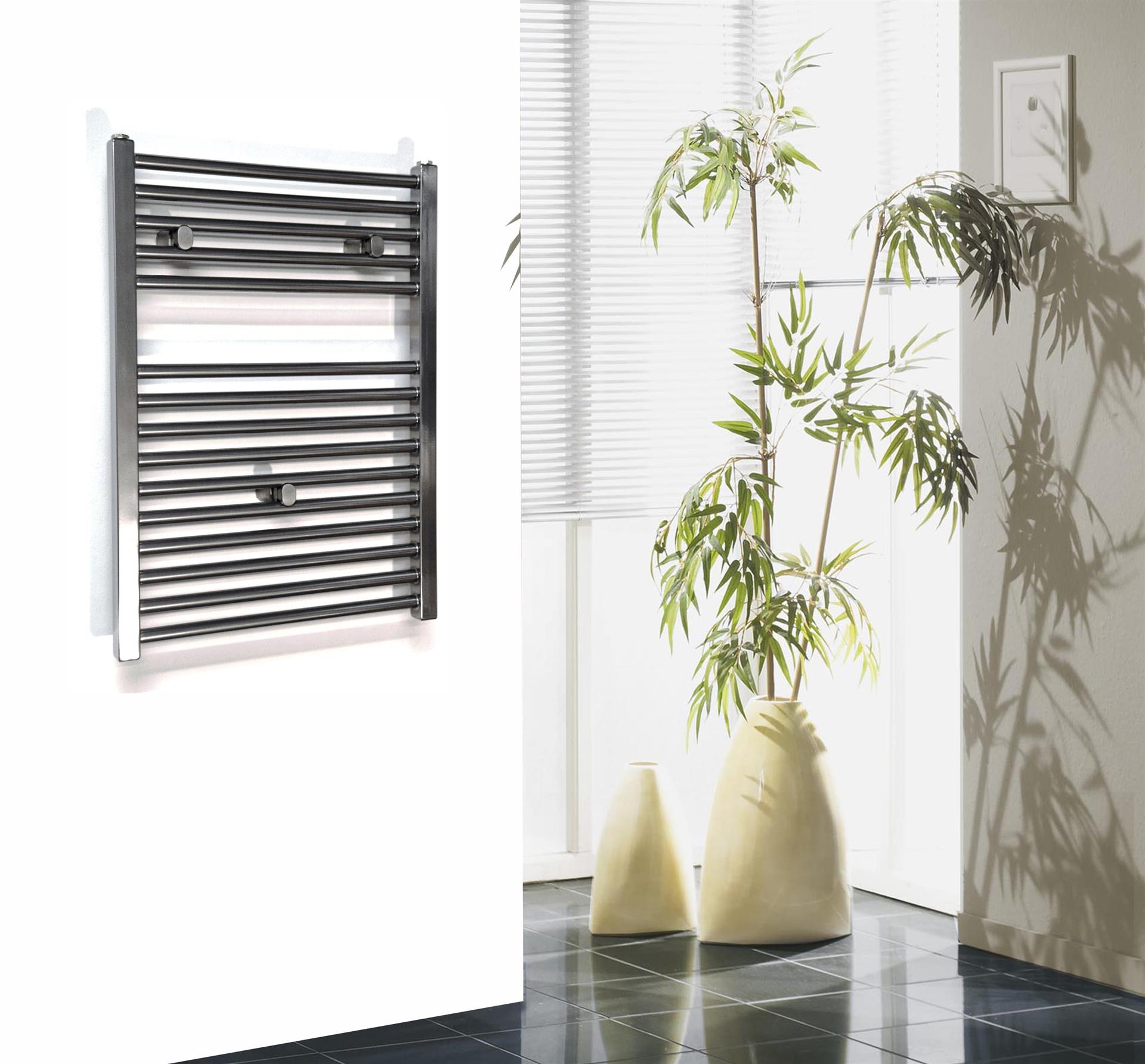BADHEIZKÖRPER Design Berlin 1 69x50cm 387 Watt Edelstahloptik SZAGATO Handtuchheizkörper mit Seitenanschluss Handtuchwärmer mit Seitenanschluss