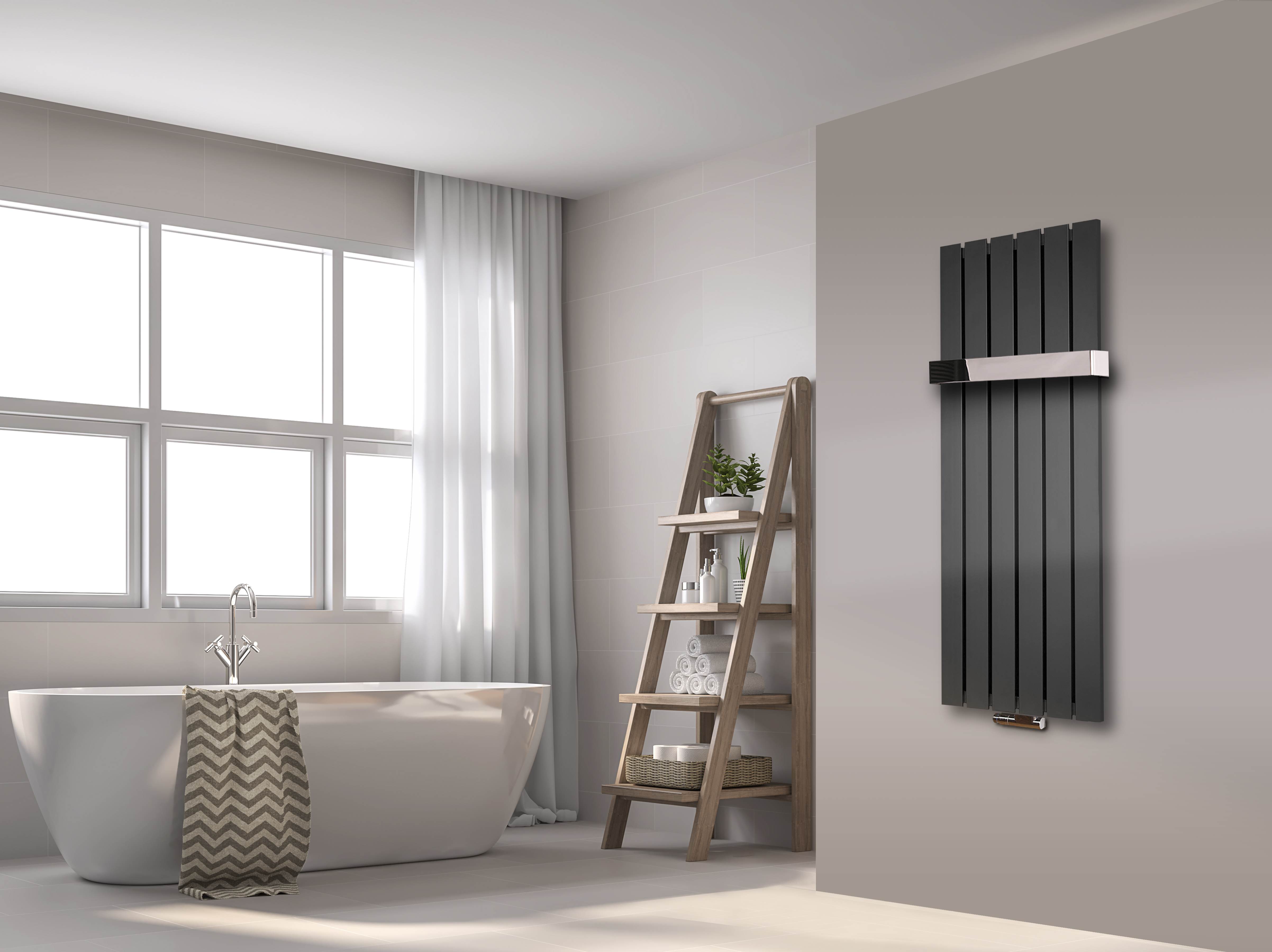 BADHEIZKÖRPER Design Peking 2 120x47cm 799Watt anthrazit - moonstone +1 Halter 50mm glänzend SZAGATO Handtuchheizkörper Mittelanschluss Handtuchwärmer