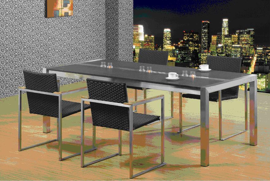 Esszimmertisch Edelstahl mit Granitplatte LxB 200x100cm SZAGATO Made in Germany Design Edelstahltisch Wohnzimmertisch Beistelltisch Esszimmertisch