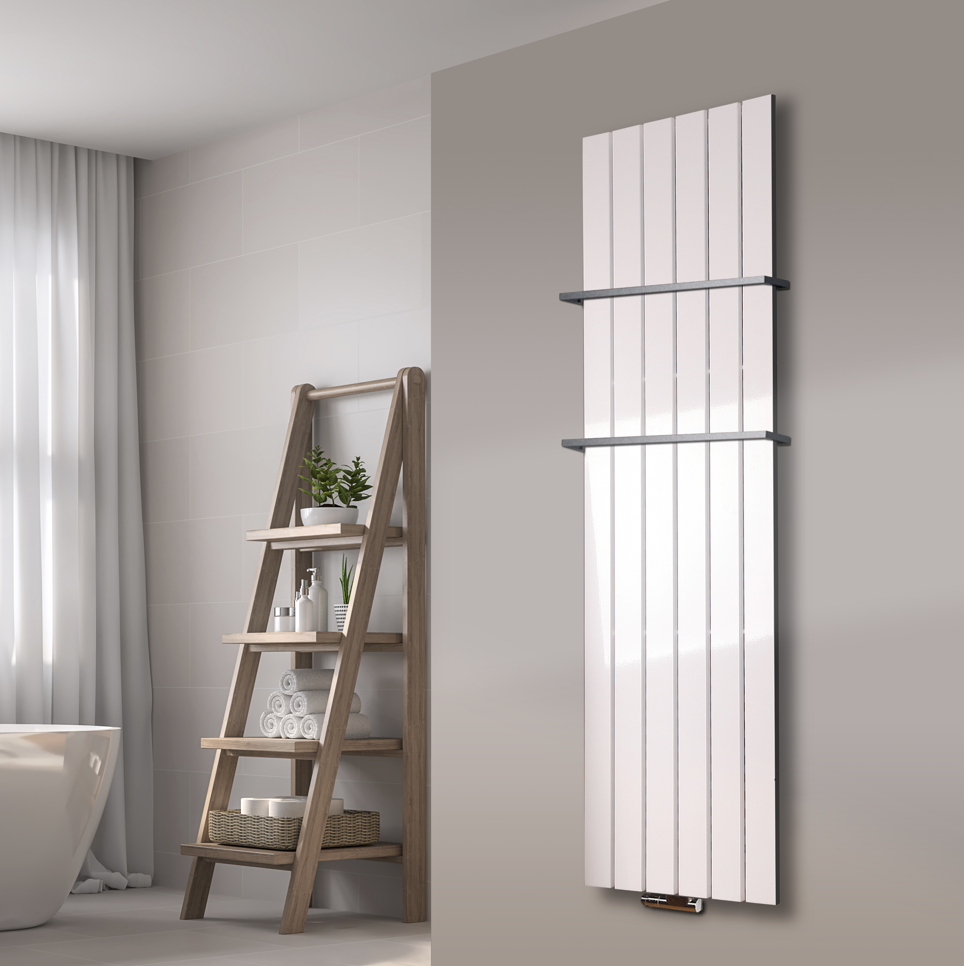 BADHEIZKÖRPER Design Peking 3 180x47cm 1118 Watt weiß (+2 Halter 15mm) SZAGATO Designheizkörper Handtuchheizkörper mit Mittelanschluss Handtuchwärmer