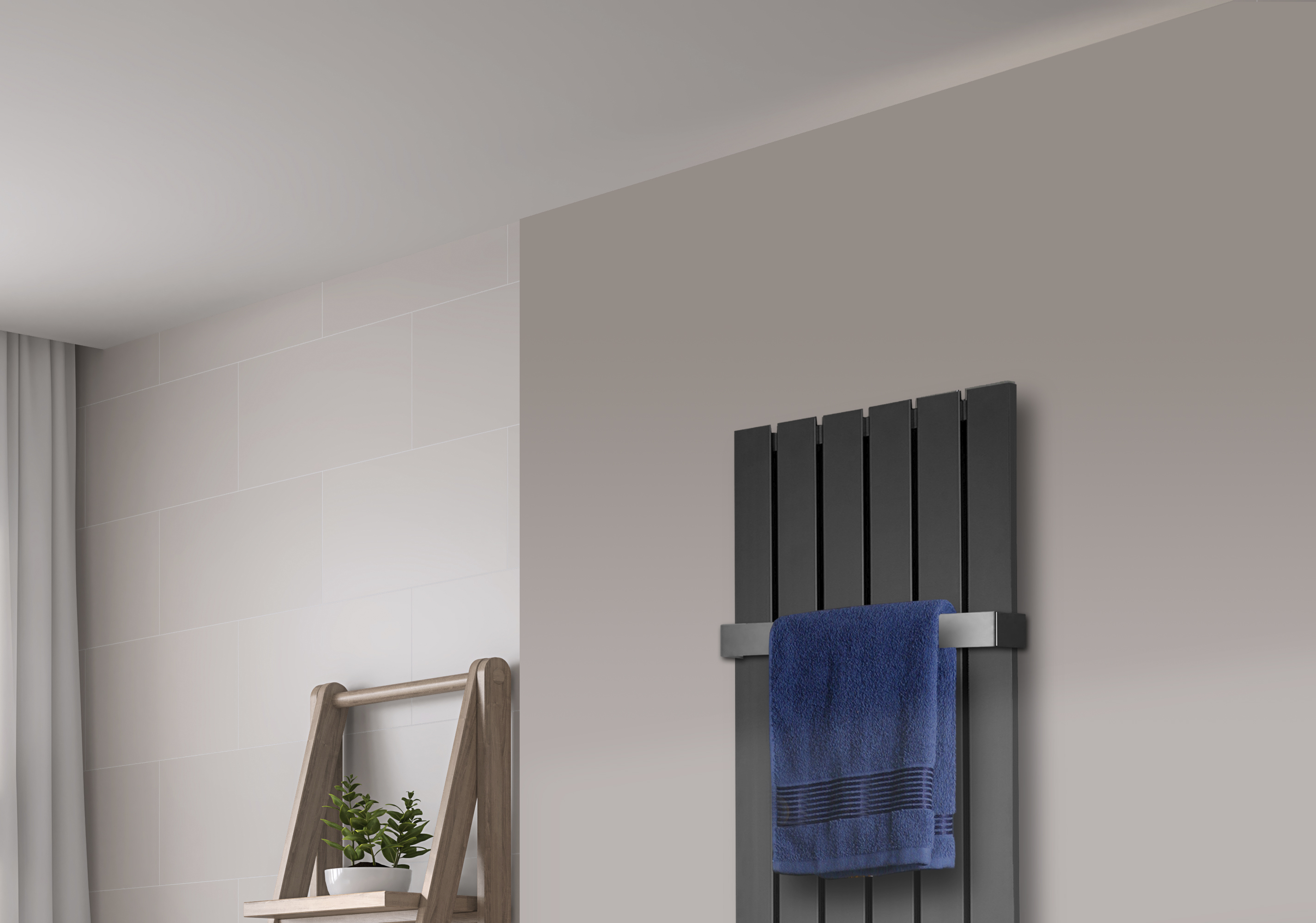 BADHEIZKÖRPER Design Peking 2 120x47cm 799 Watt anthrazit - moonstone (+1 Halter 50mm) SZAGATO Handtuchheizkörper mit Mittelanschluss Handtuchwärmer