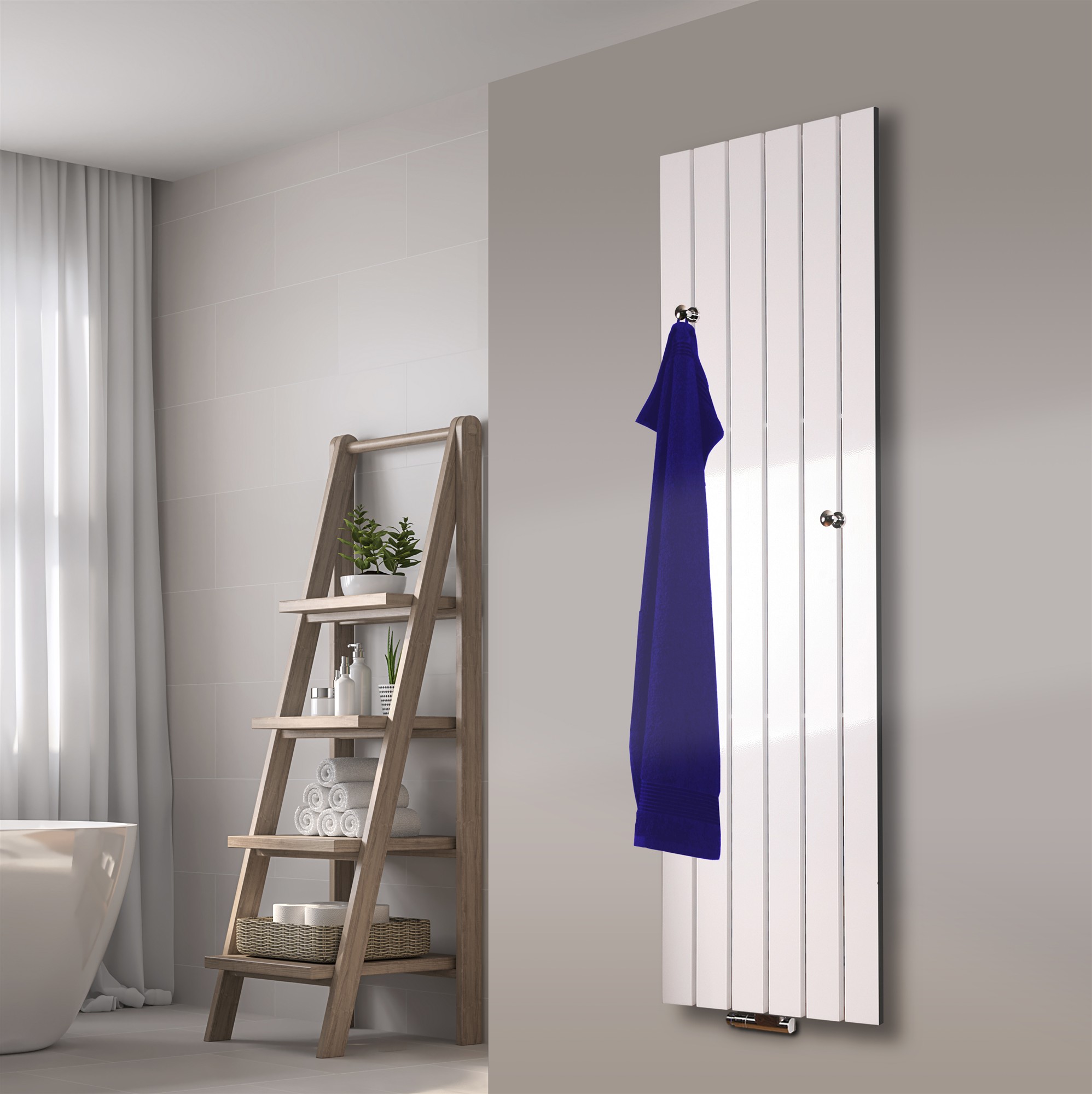 BADHEIZKÖRPER Design Peking 3 180x47cm 1118 Watt weiß (+ 2 Knopfhalter) SZAGATO Designheizkörper Handtuchheizkörper Mittelanschluss Handtuchwärmer