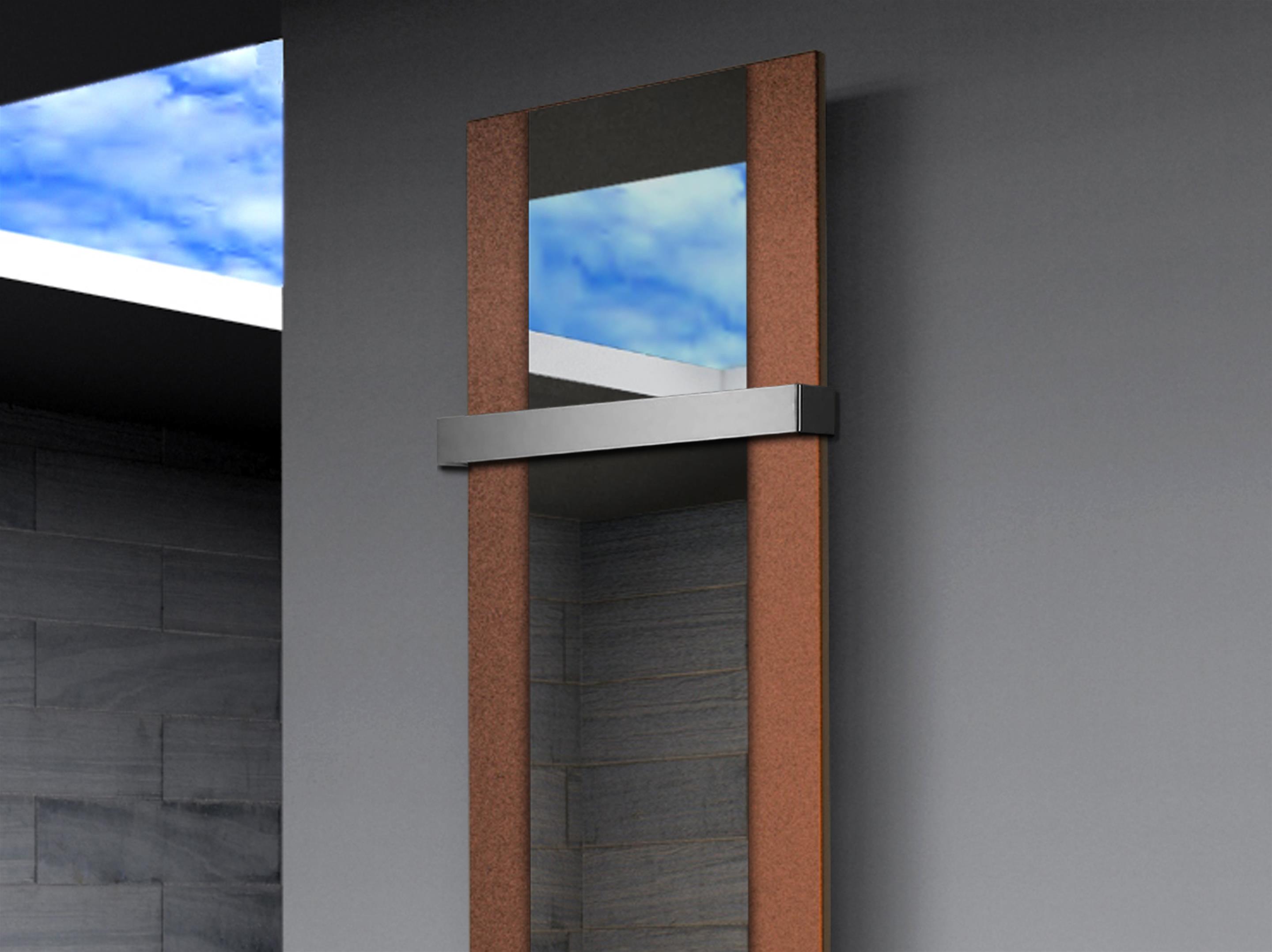 BADHEIZKÖRPER mit Spiegel Design Singapur 3 180x47cm 1118 Watt braun  (+1 Halter 50mm) SZAGATO Designheizkörper mit Mittelanschluss Handtuchwärmer