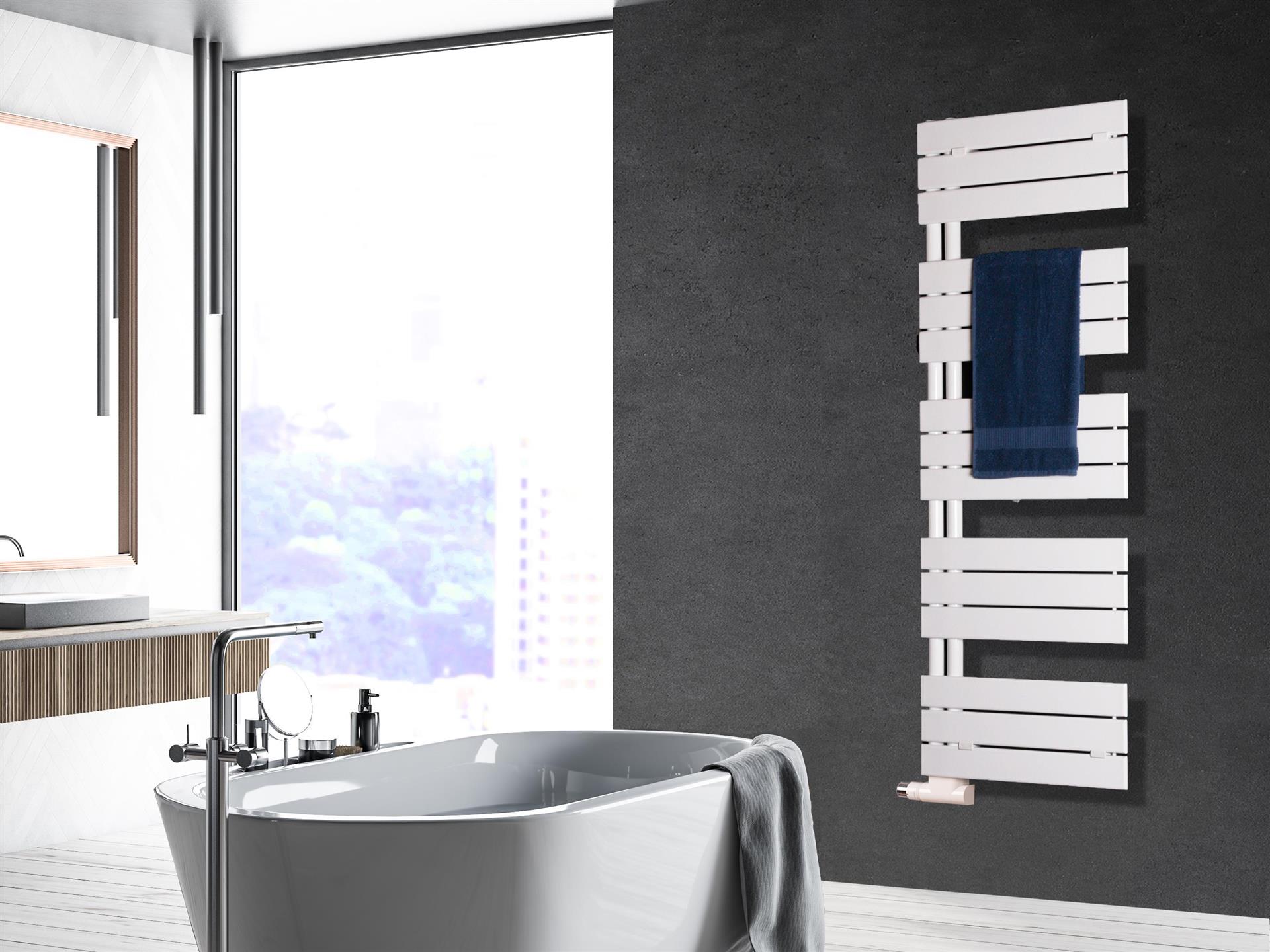 BADHEIZKÖRPER Design Chicago 2 145x50cm 640 Watt weiß SZAGATO Designheizkörper Handtuchheizkörper mit Mittelanschluss Handtuchwärmer