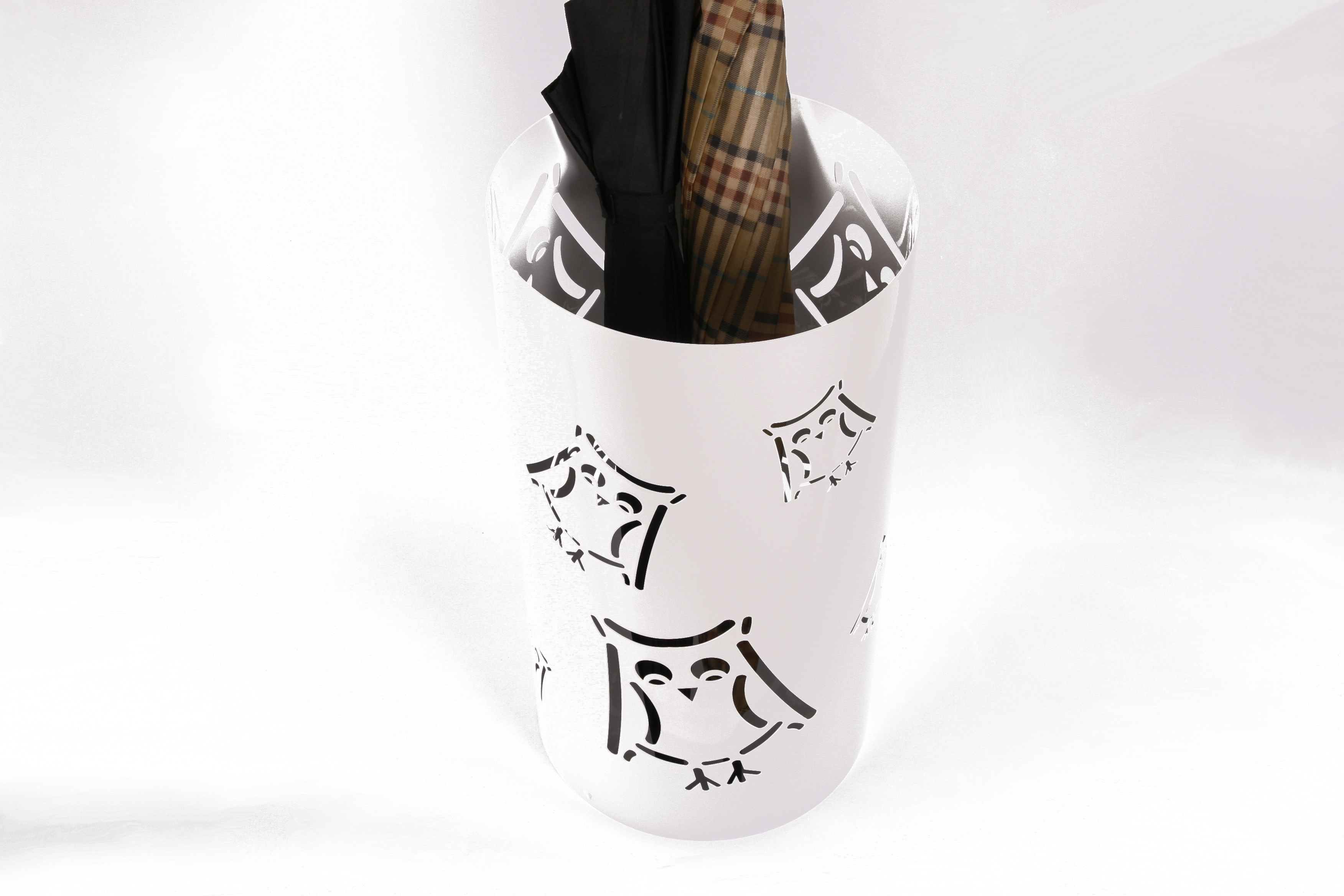 Schirmständer Design Eule 49xØ23cm weiß SZAGATO Made in Germany moderner Regenschirmständer groß Schirmhalter Regenschirmhalter Design