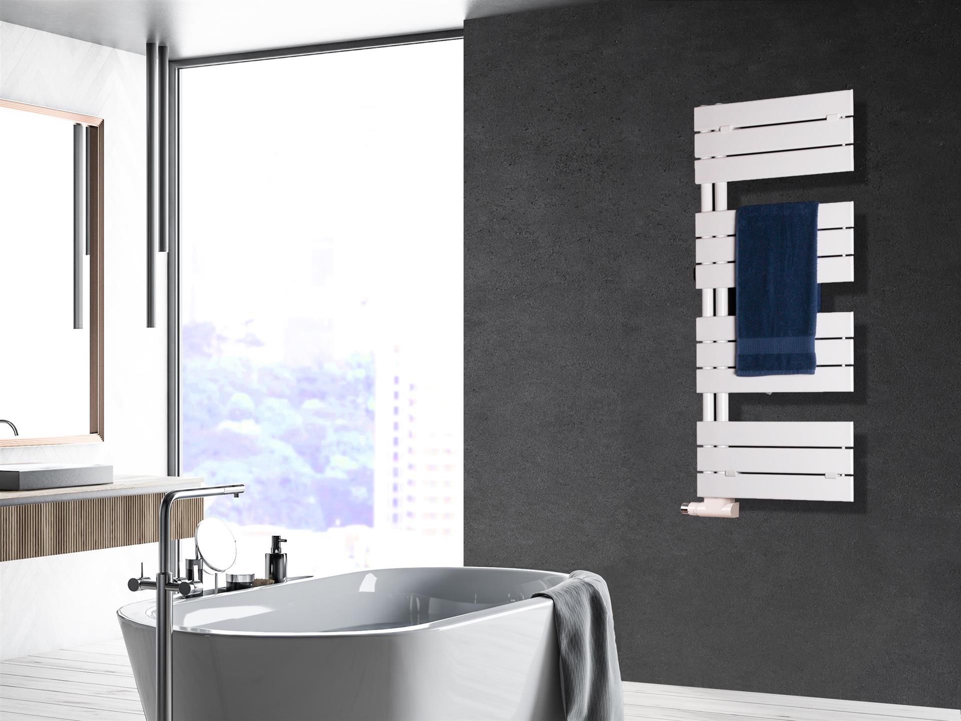 BADHEIZKÖRPER Design Chicago 1 115x50cm 525 Watt weiß SZAGATO Designheizkörper Handtuchheizkörper mit Mittelanschluss Handtuchwärmer