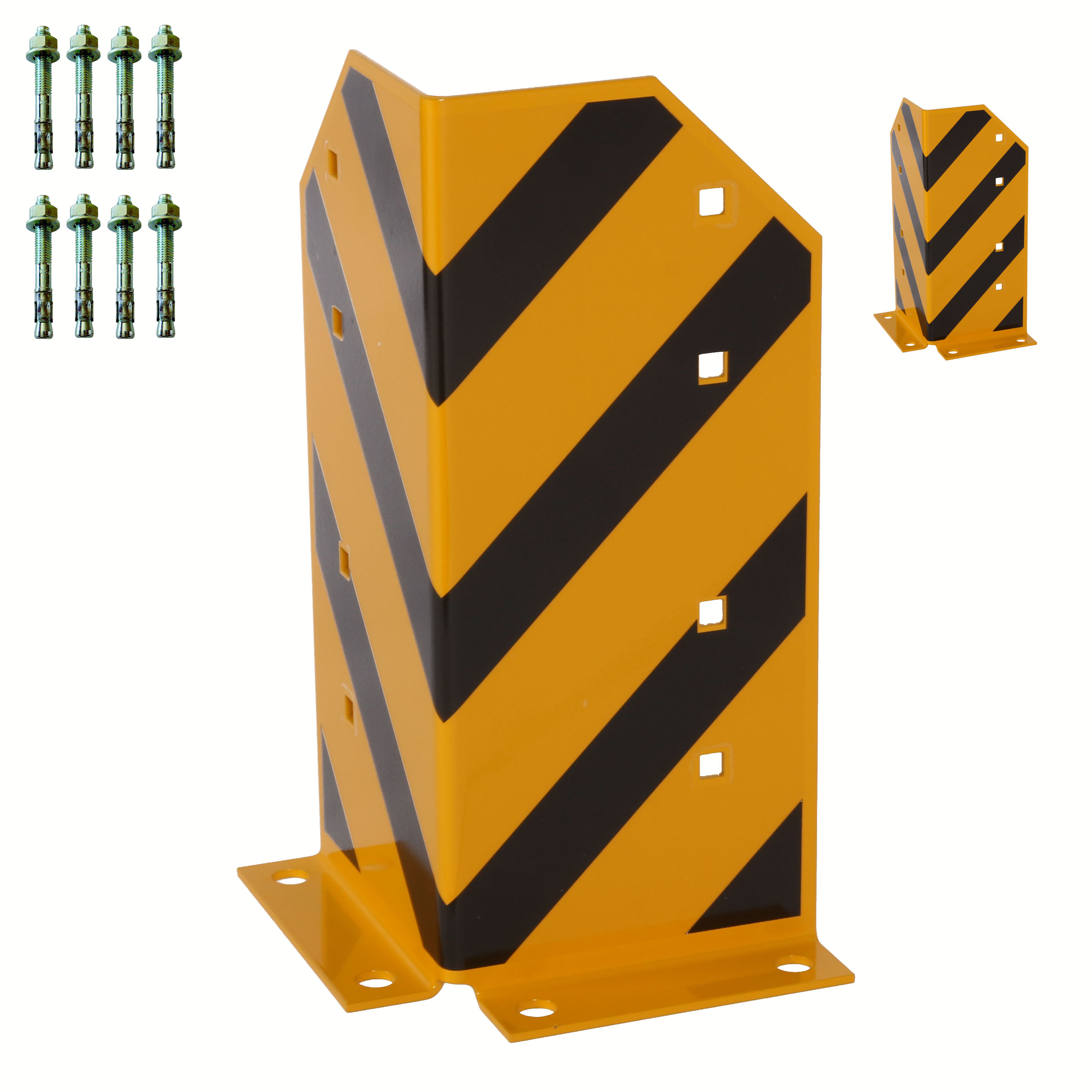 Rammschutz (2 Stück) 400x165x165x5 mm gerade inkl. 8 Einschlagdübel M12 SZAGATO Regal Anfahrschutz  Rammschutzbügel  Anfahrschutzecke Rammschutzecke