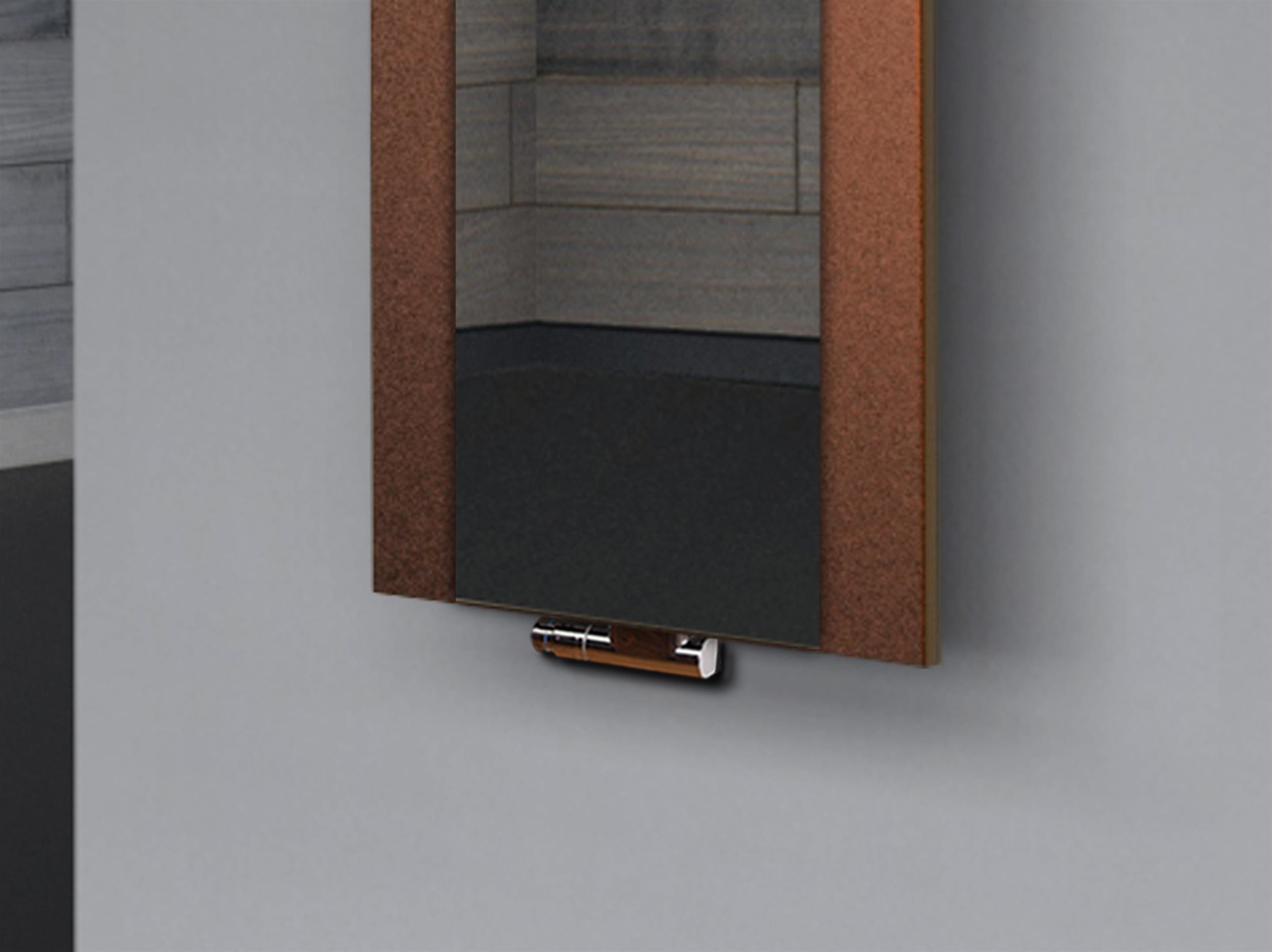 BADHEIZKÖRPER mit Spiegel Design Singapur 2 120x47cm 799 Watt braun  (+1 Halter 15mm) SZAGATO Designheizkörper mit Mittelanschluss Handtuchwärmer