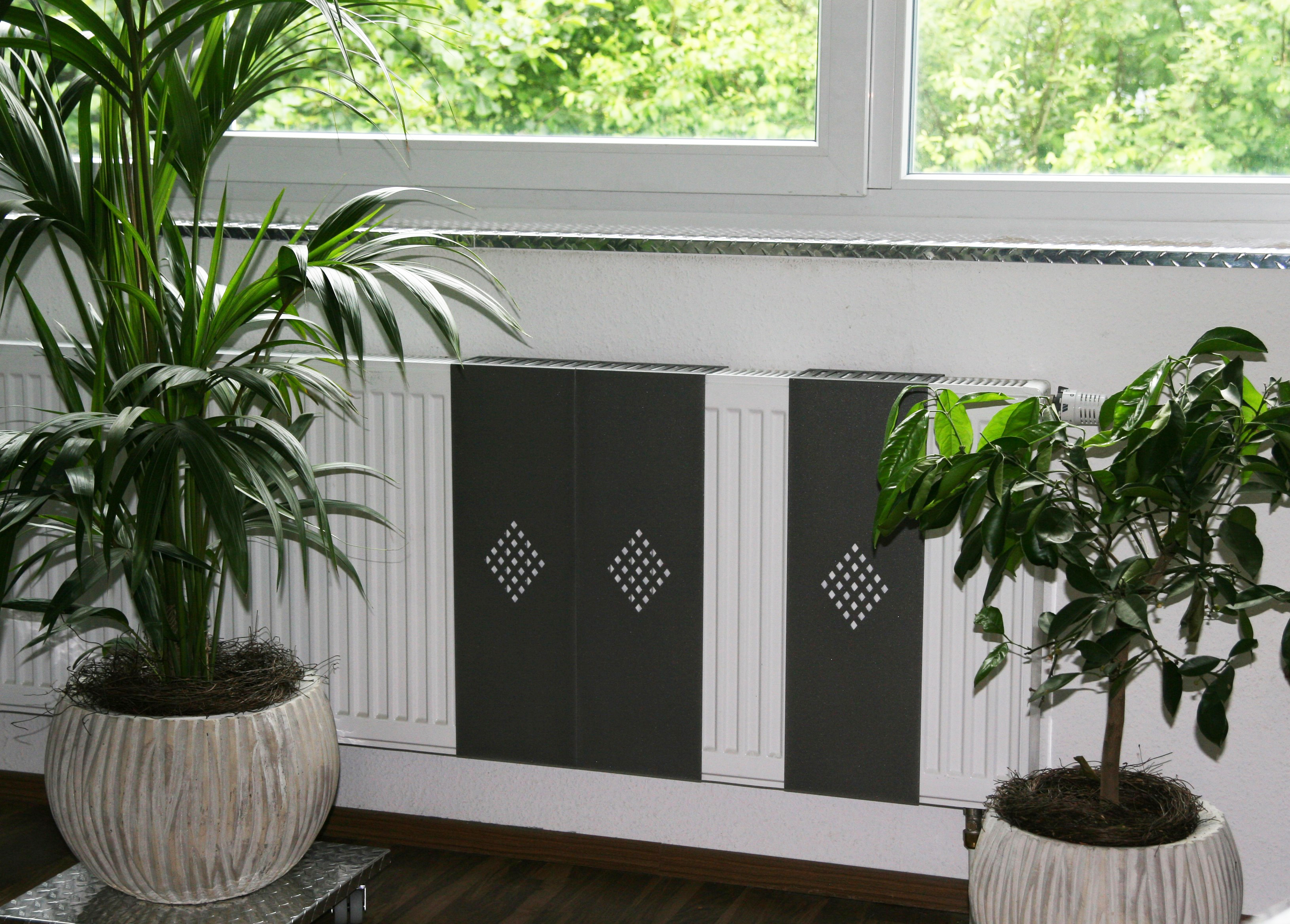 Heizkörperverkleidung 60 x 20cm Design Raute anthrazit (SET= 3 Stück) SZAGATO Heizungsverkleidung Verkleidung Heizkörper Abdeckung für Heizkörper