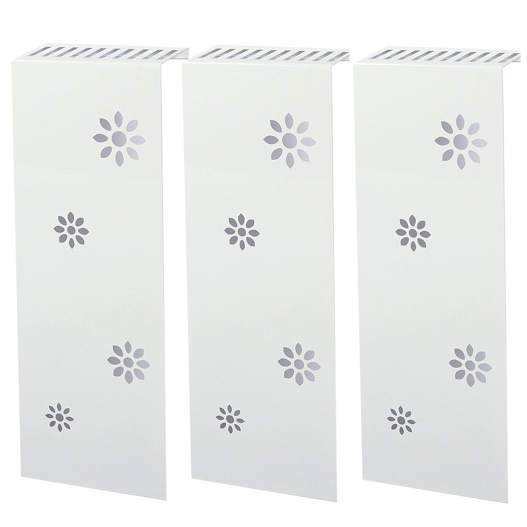 Heizkörperverkleidung 60 x 20cm Design Flower weiß (SET=3 Stück) SZAGATO Heizungsverkleidung Verkleidung Heizkörper Abdeckung für Heizkörper