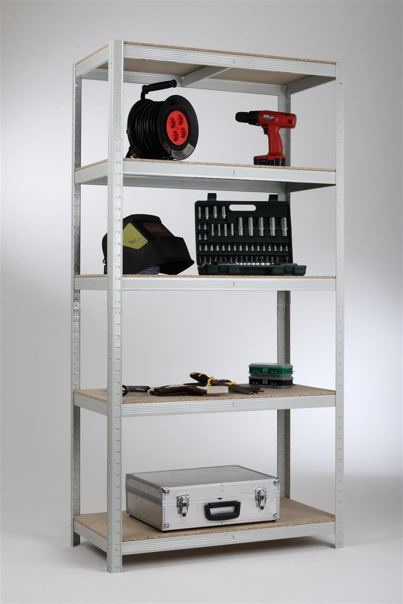 Steckregal 175 kg Profi I 200x90x45cm verzinkt SZAGATO Metallregal Fachbodenregal Lagerregal Metall Fachboden Regal Schwerlastregal Regalsystem