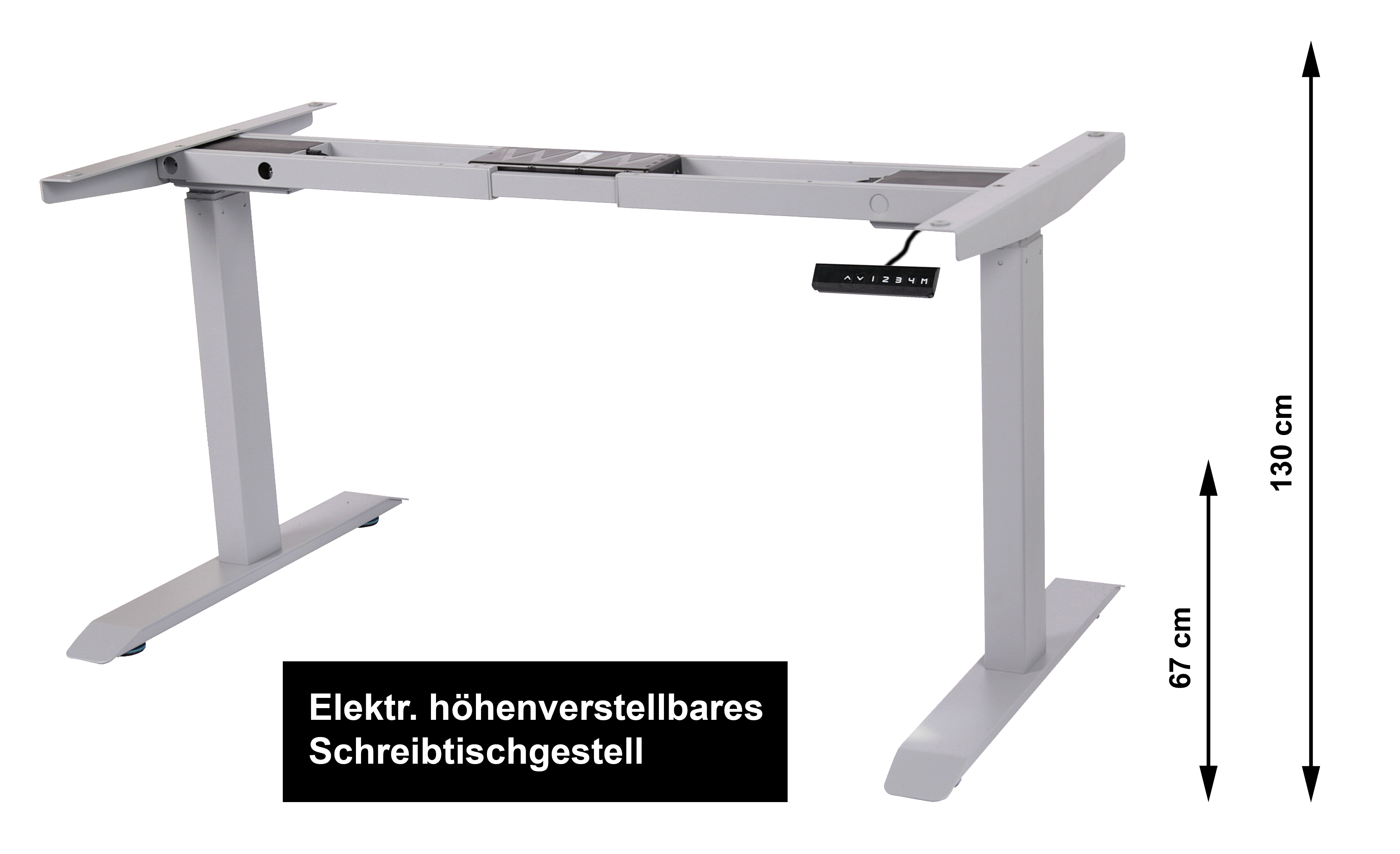 Gestell höhenverstellbarer Schreibtisch 118x70x62-127cm lichtgrau für Platten von 120-180cm mit Memory-Funktion SZAGATO höhenverstellbarer Schreibti