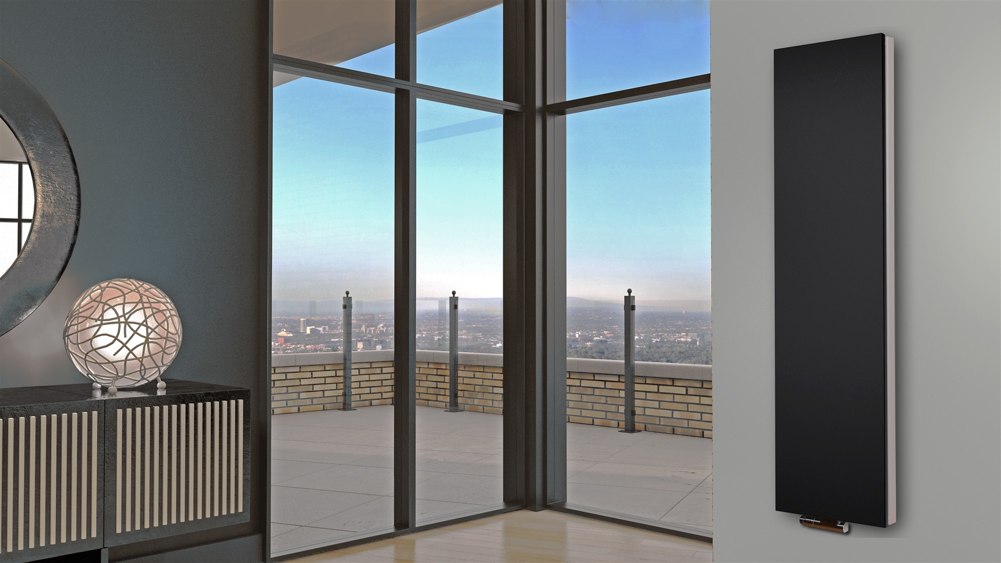 BADHEIZKÖRPER Design Mirror Steel 6 180x47cm 1964 Watt schwarz SZAGATO Designheizkörper Handtuchheizkörper mit Mittelanschluss Handtuchwärmer