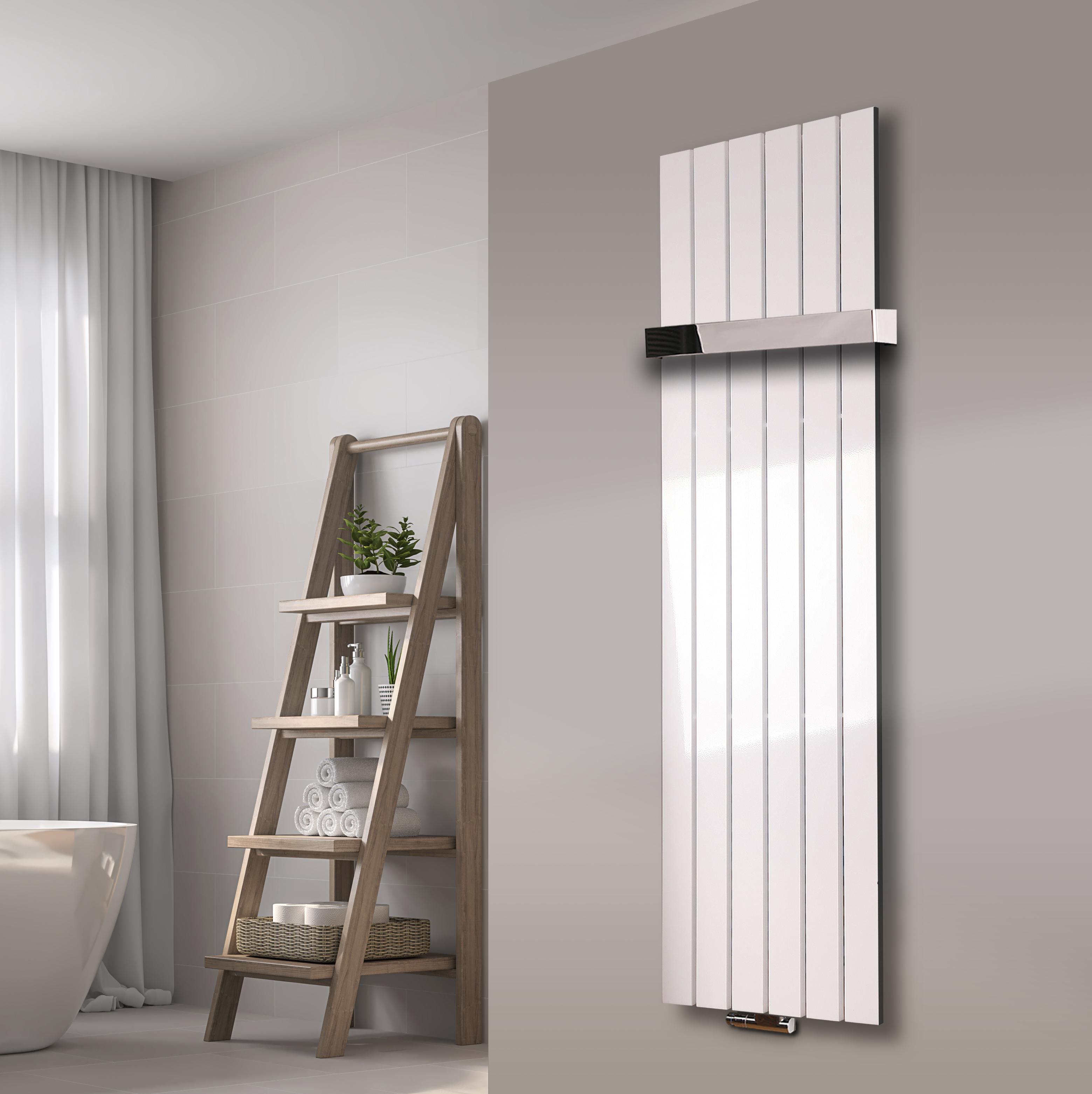 BADHEIZKÖRPER Design Peking 3 180x47cm 1118 Watt weiß + Halter 50mm Hochglanz SZAGATO Designheizkörper Handtuchheizkörper Mittelanschluss