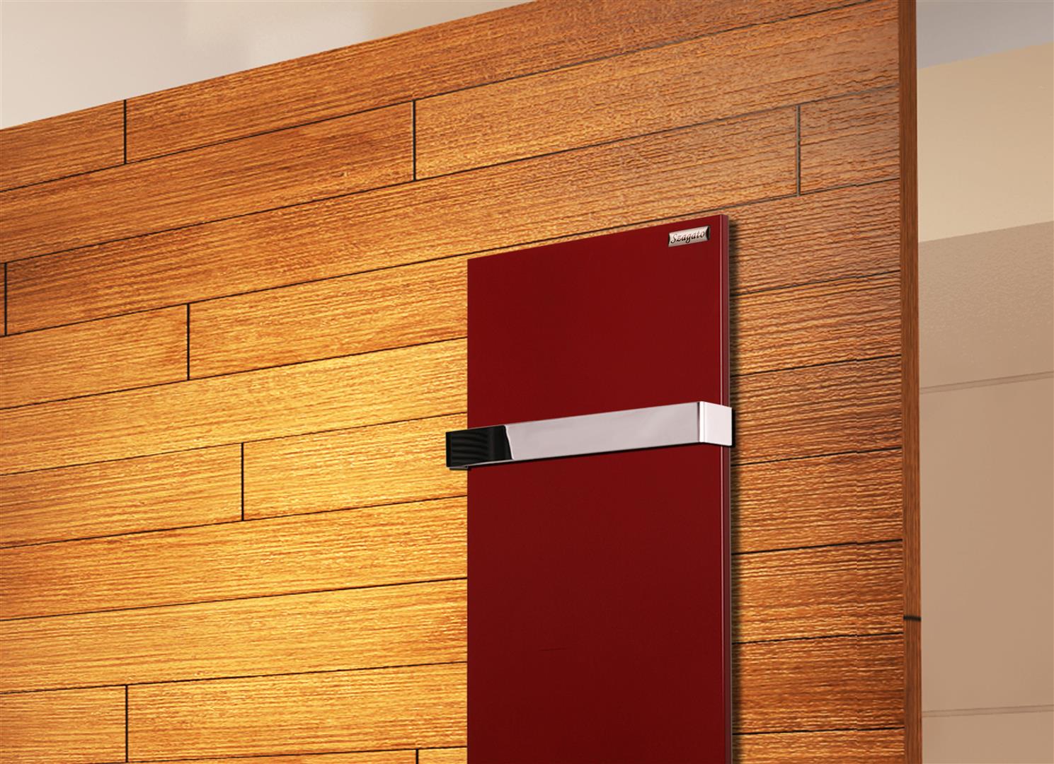 BADHEIZKÖRPER Design Mirror Steel 2 120x47cm 799 Watt rot (+1 Halter glänzend 50mm) SZAGATO Designheizkörper Handtuchheizkörper mit Mittelanschluss